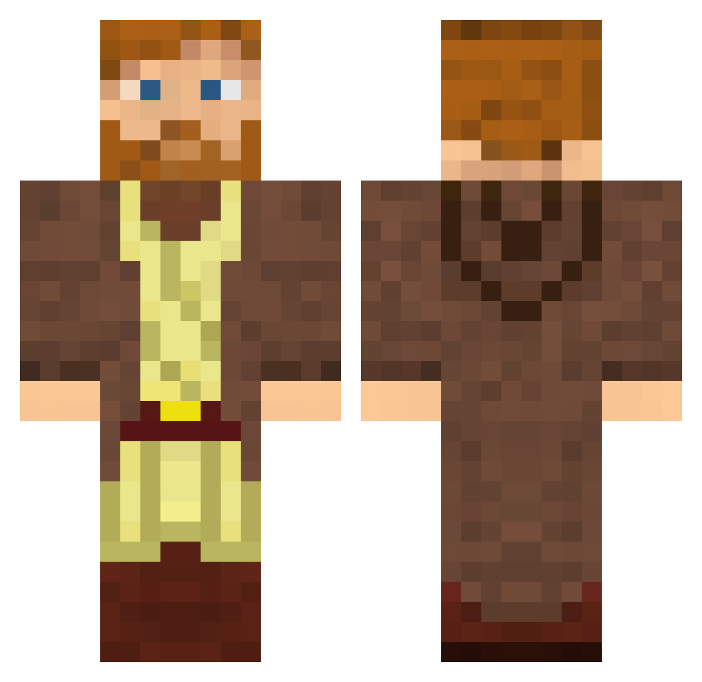 Saniak Minecraft skin, front and back view