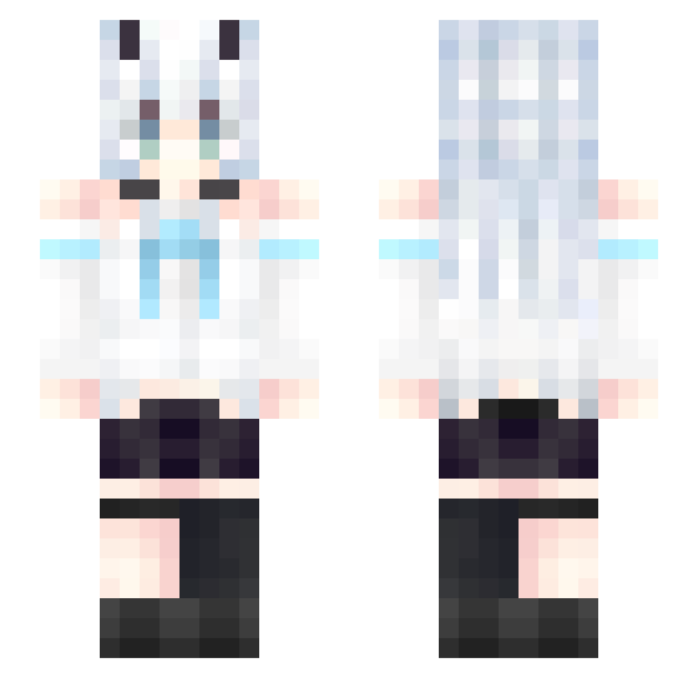 Bluenesses Minecraft skin, front and back view