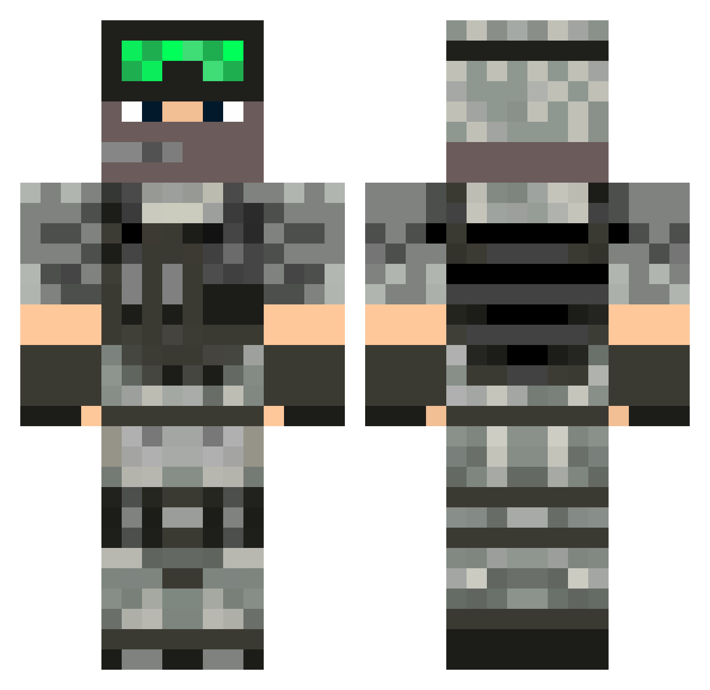 GRS Minecraft skin, front and back view