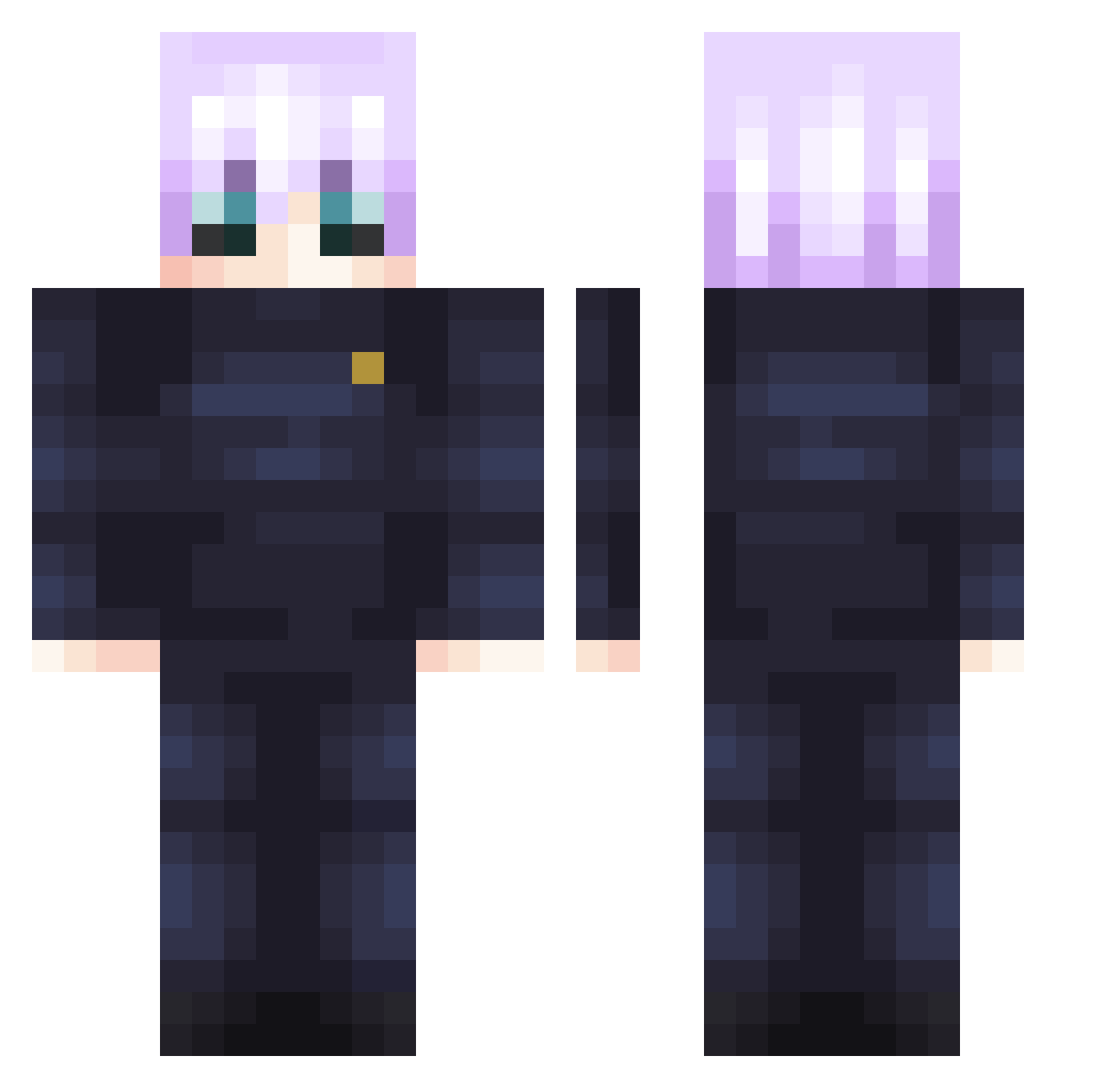 SonoZxro Minecraft skin, front and back view