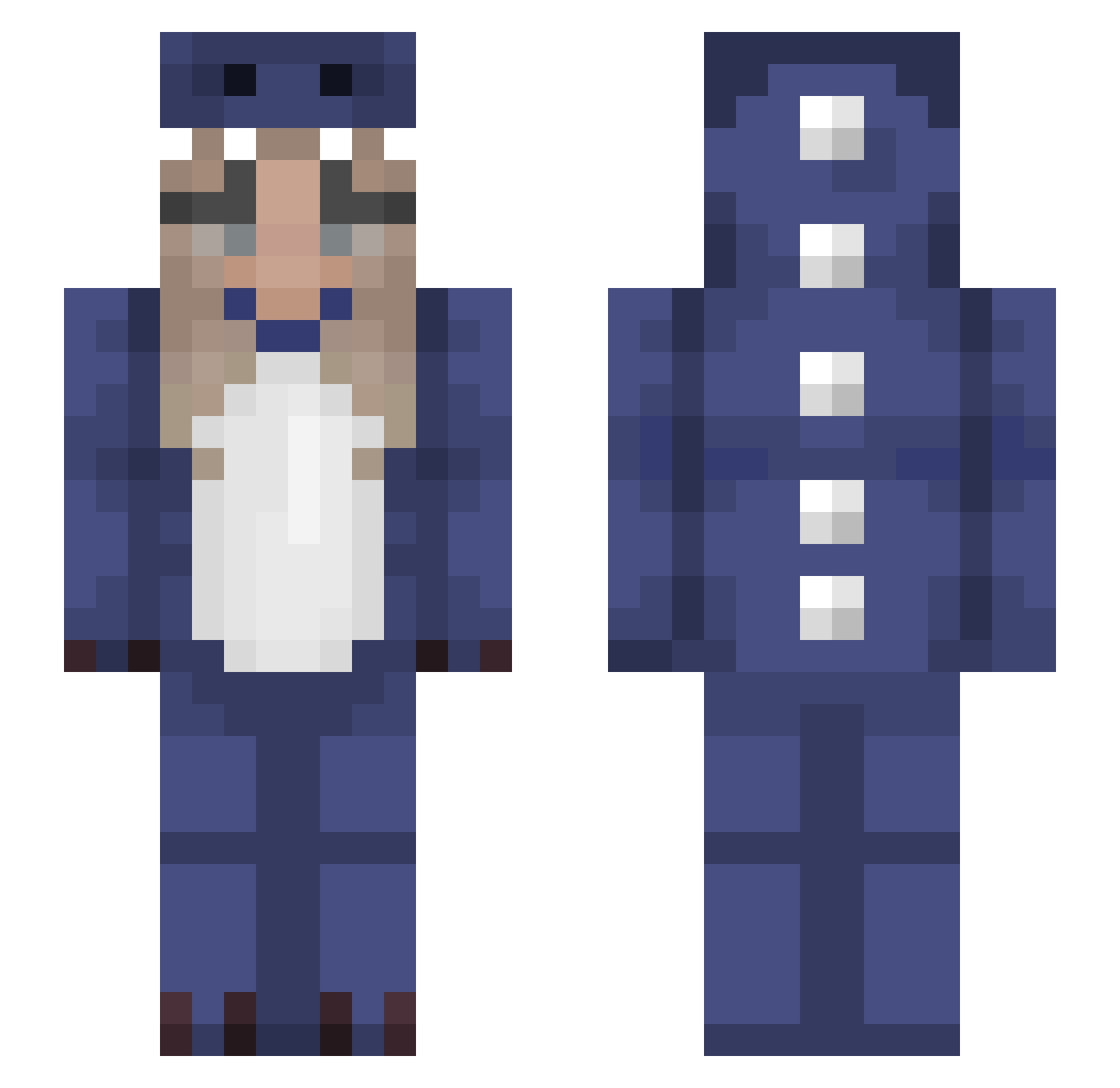 Yentah Minecraft skin, front and back view