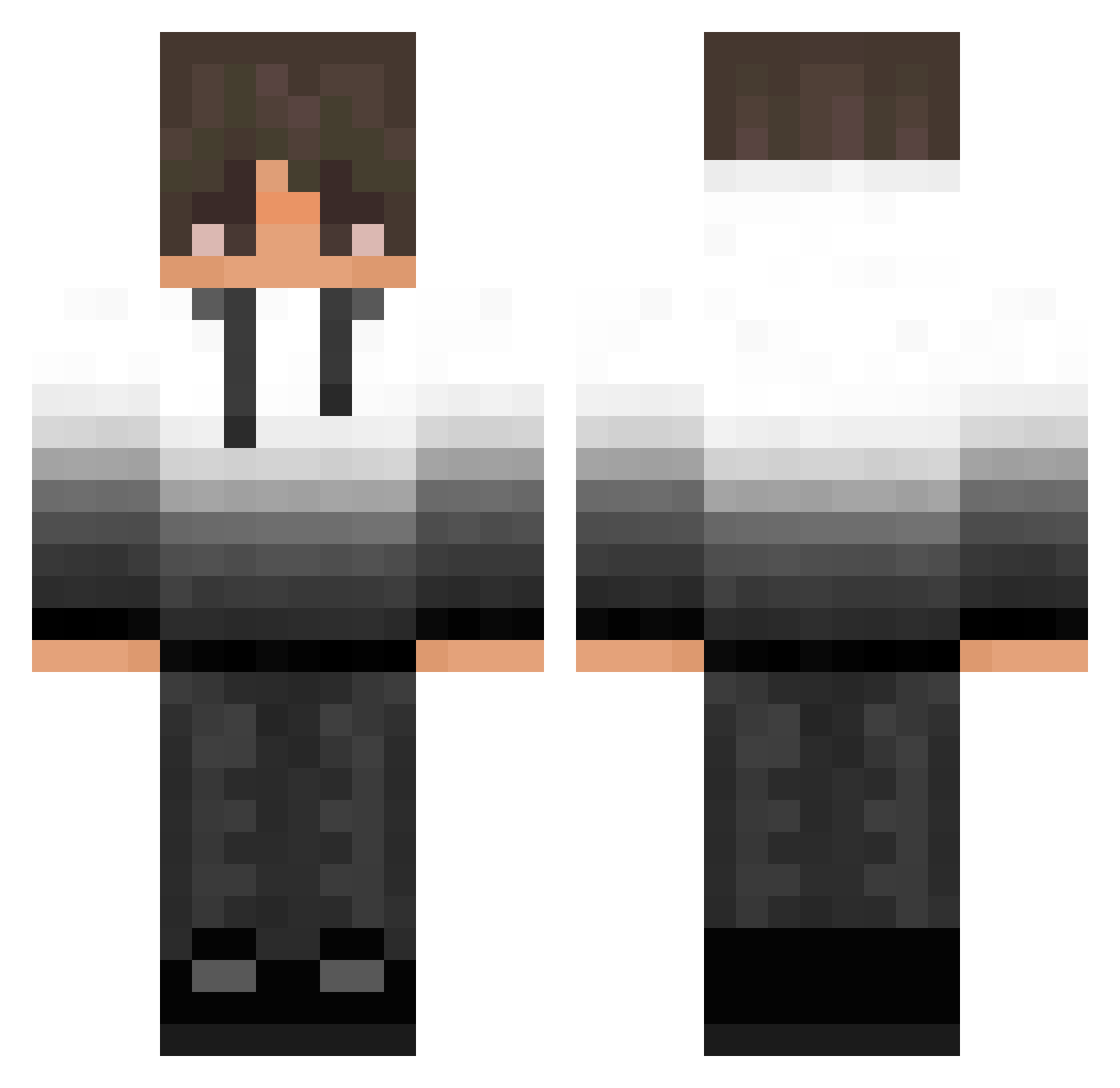 NotaGlitchYT Minecraft skin, front and back view