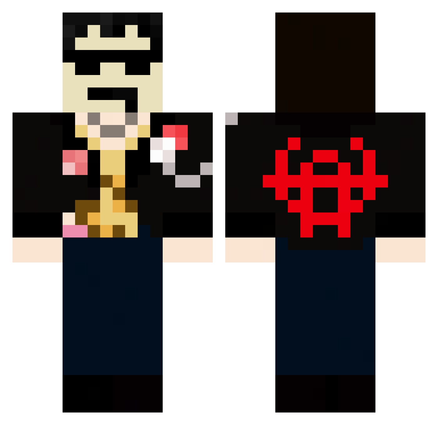 droppedmytoast Minecraft skin, front and back view