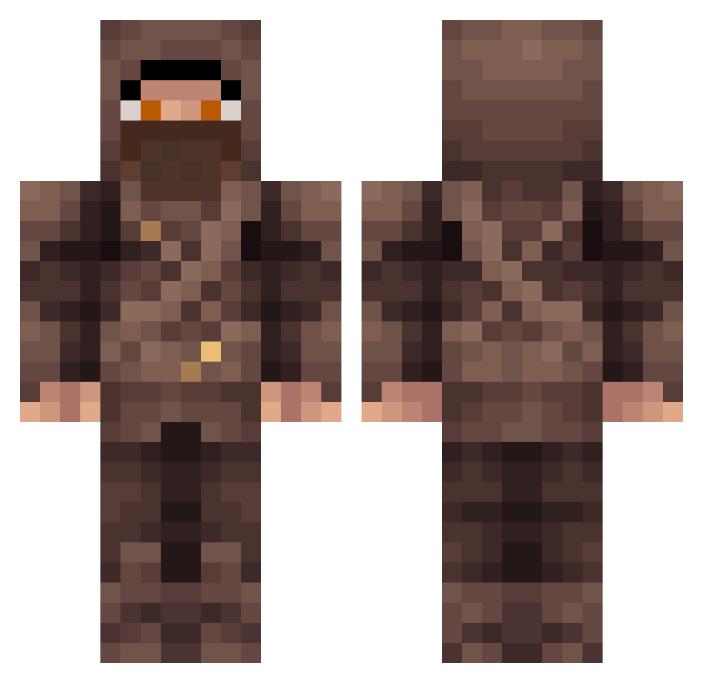 hadees2k Minecraft skin, front and back view
