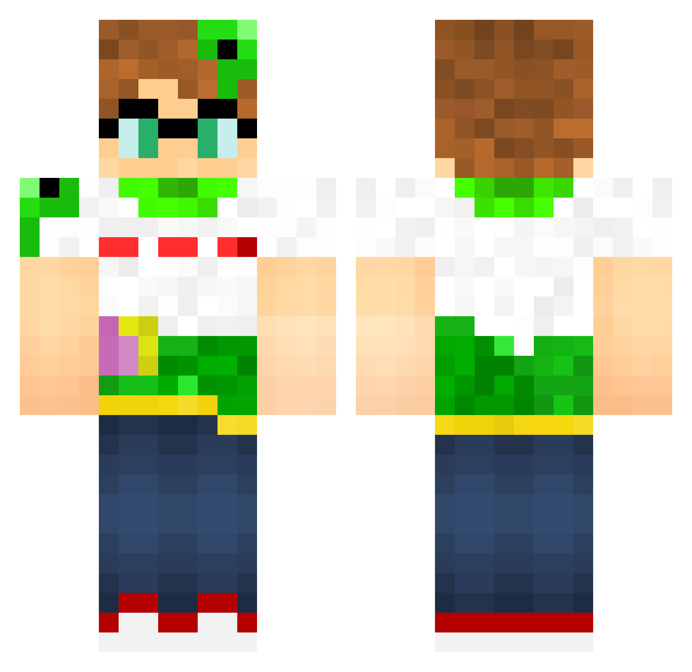 Slimecicle Minecraft skin, front and back view