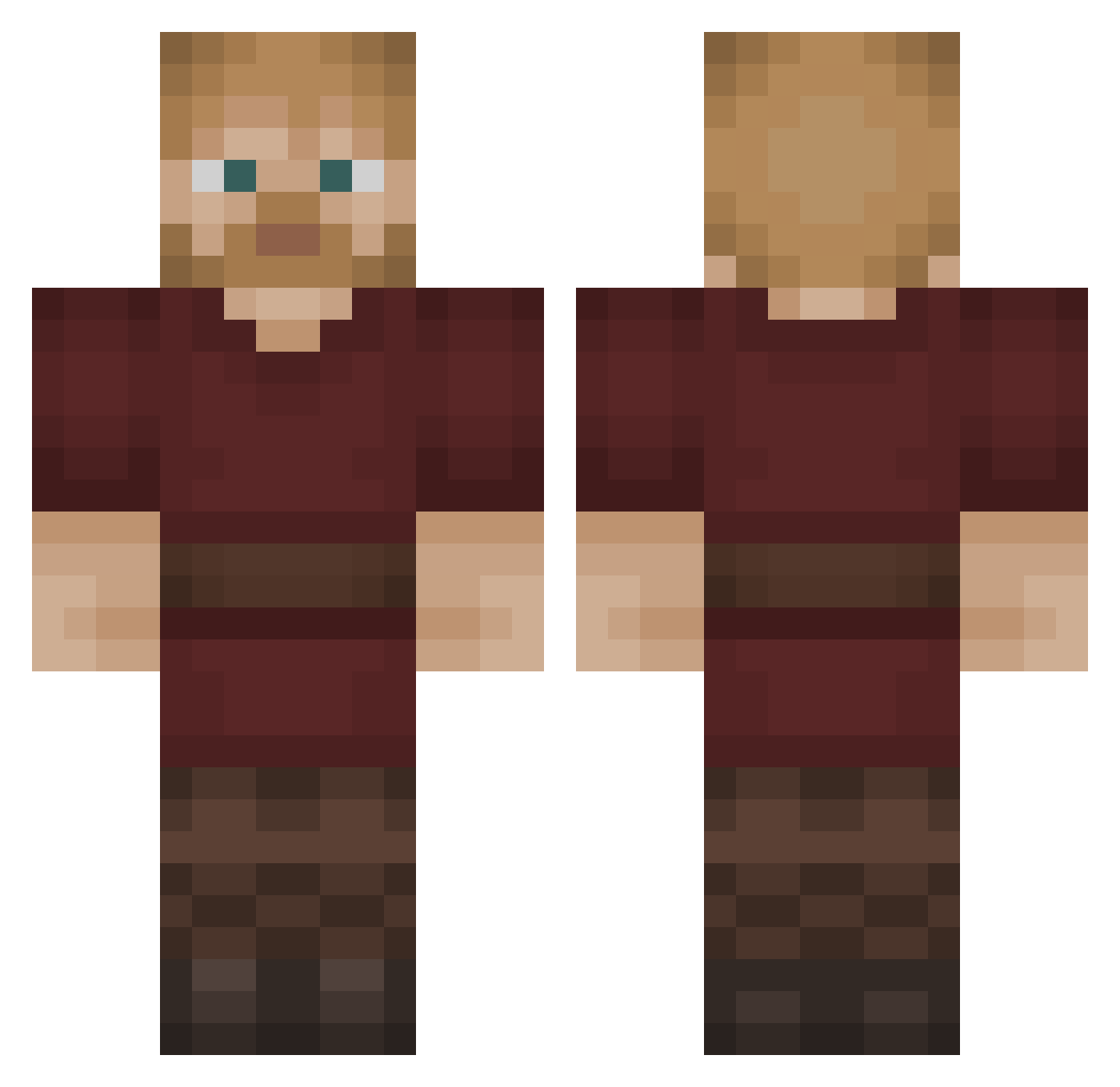 Yrewvan Minecraft skin, front and back view