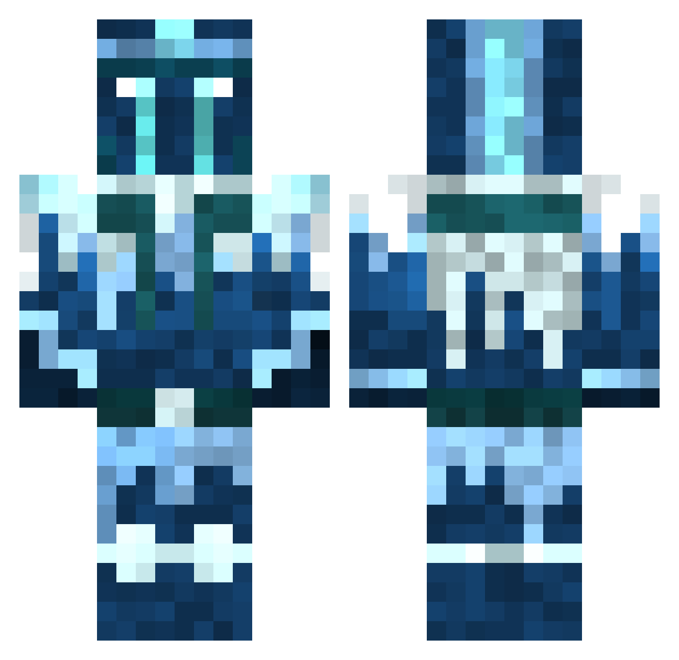 omegafoxx Minecraft skin, front and back view
