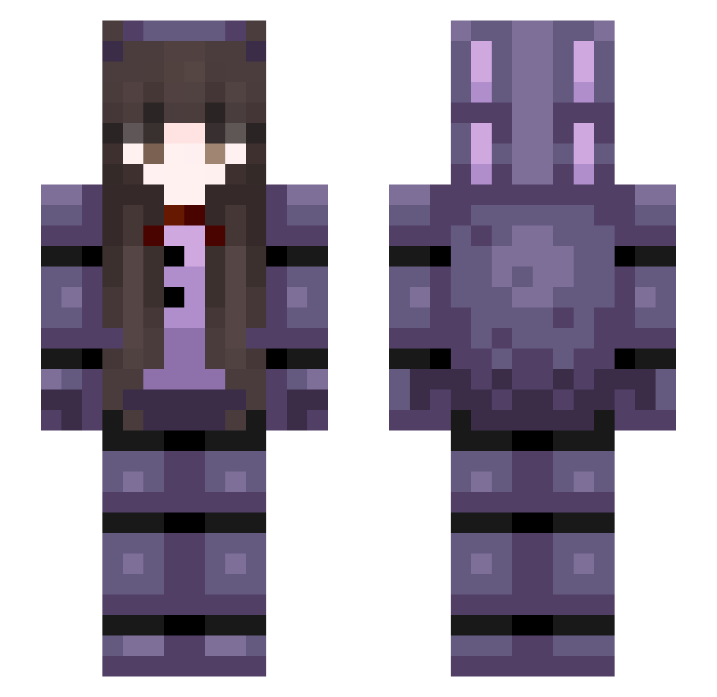Tneiciffe Minecraft skin, front and back view