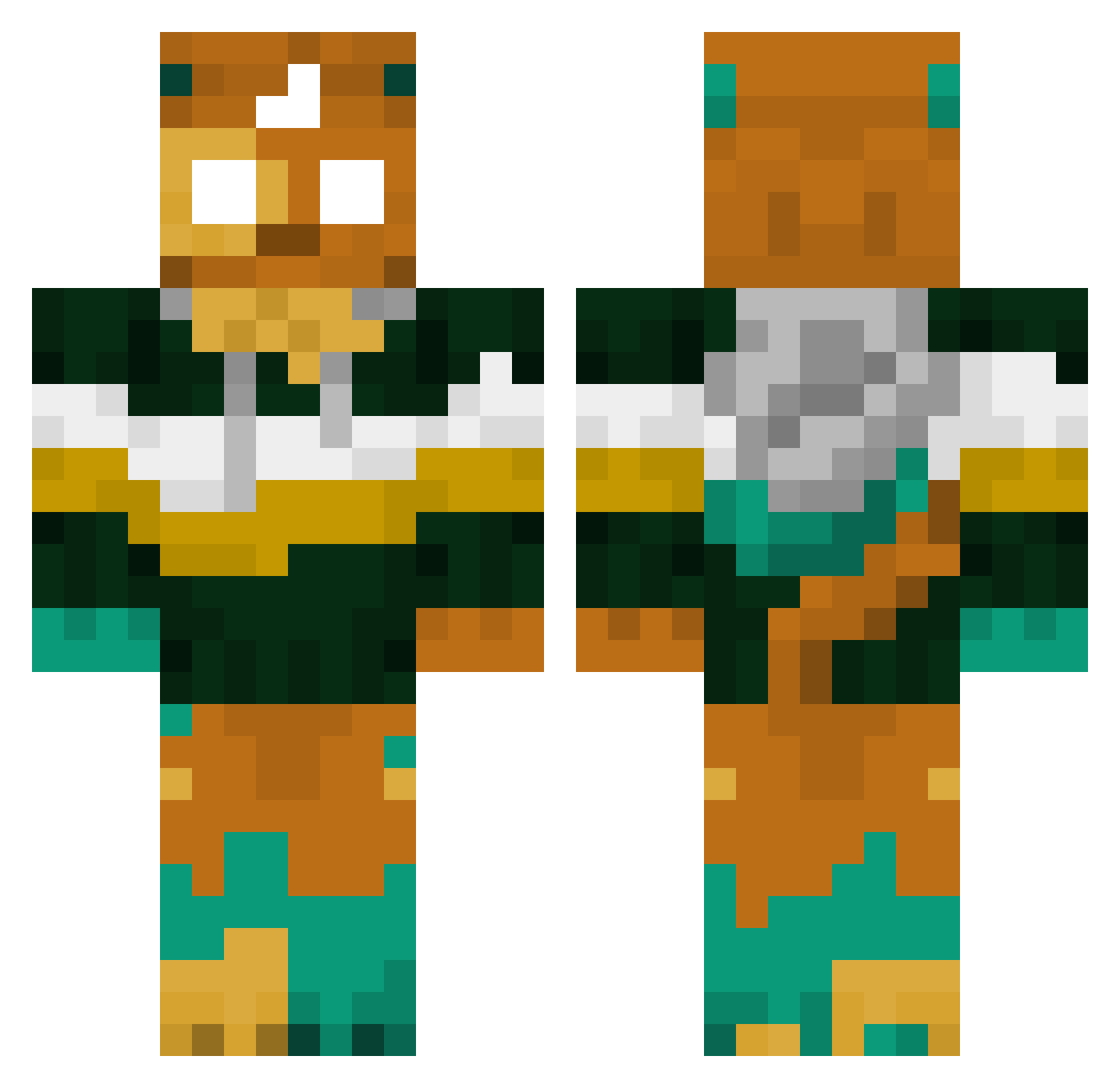 MrPupty Minecraft skin, front and back view