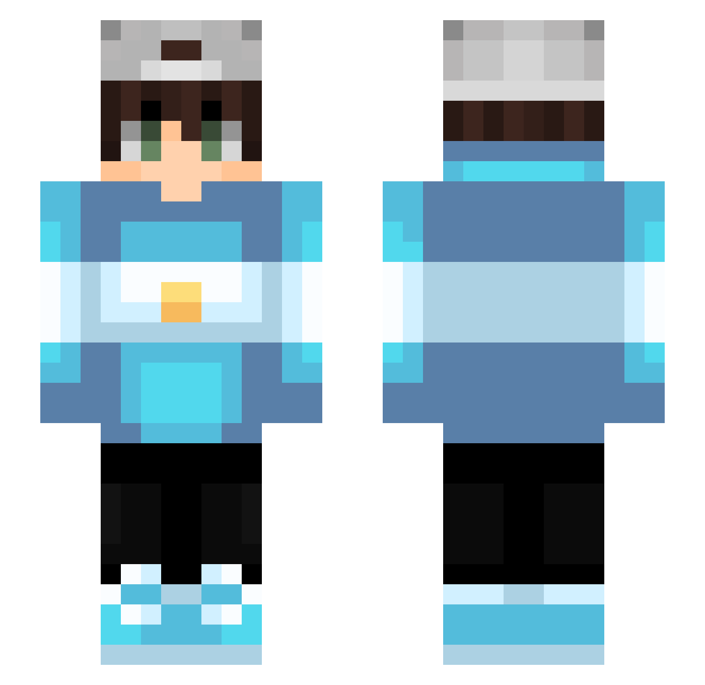 NeNePiOla Minecraft skin, front and back view