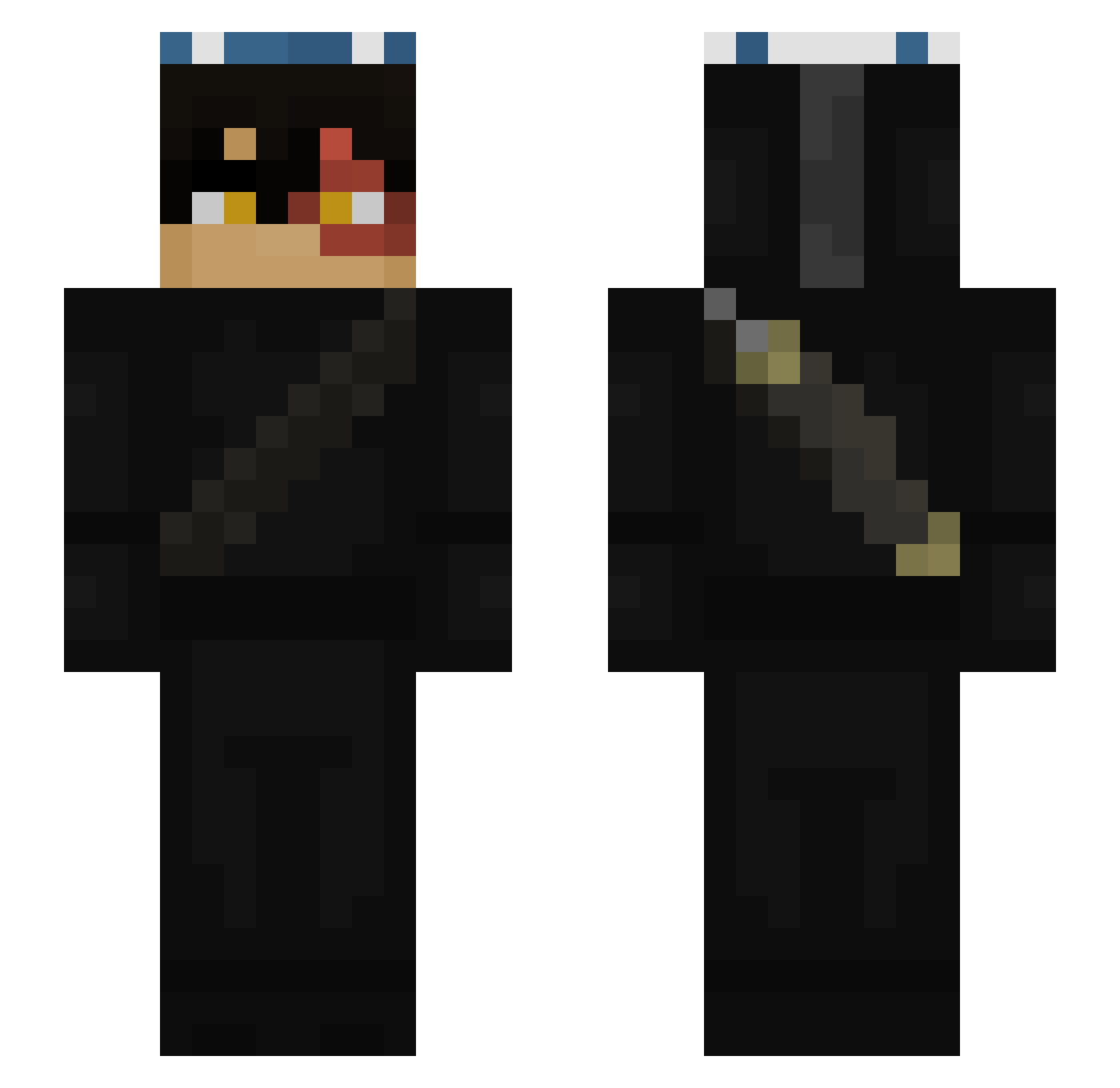 blacy Minecraft skin, front and back view