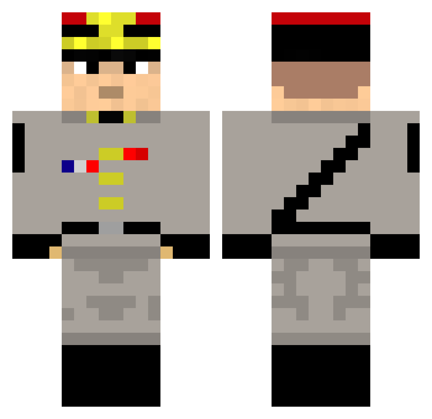 ZyblonB Minecraft skin, front and back view