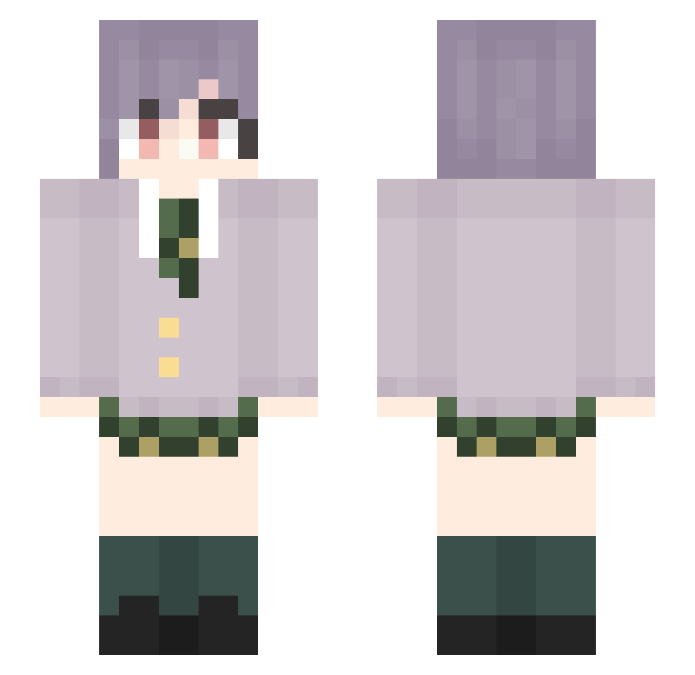 HACHIMIMI Minecraft skin, front and back view