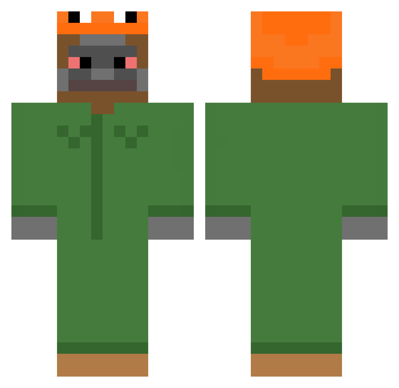 PixelPaw Minecraft skin, front and back view