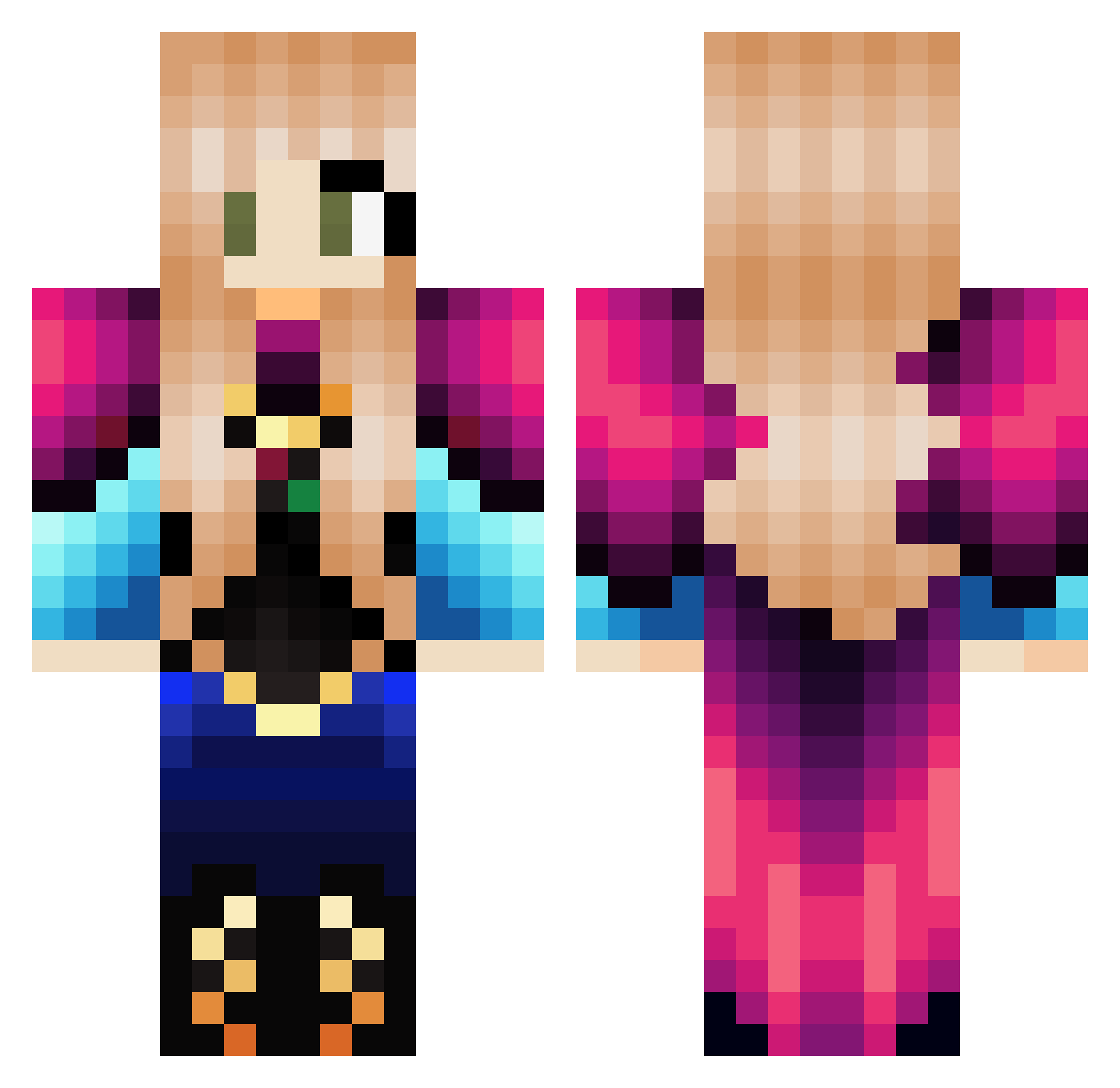 Totodee Minecraft skin, front and back view