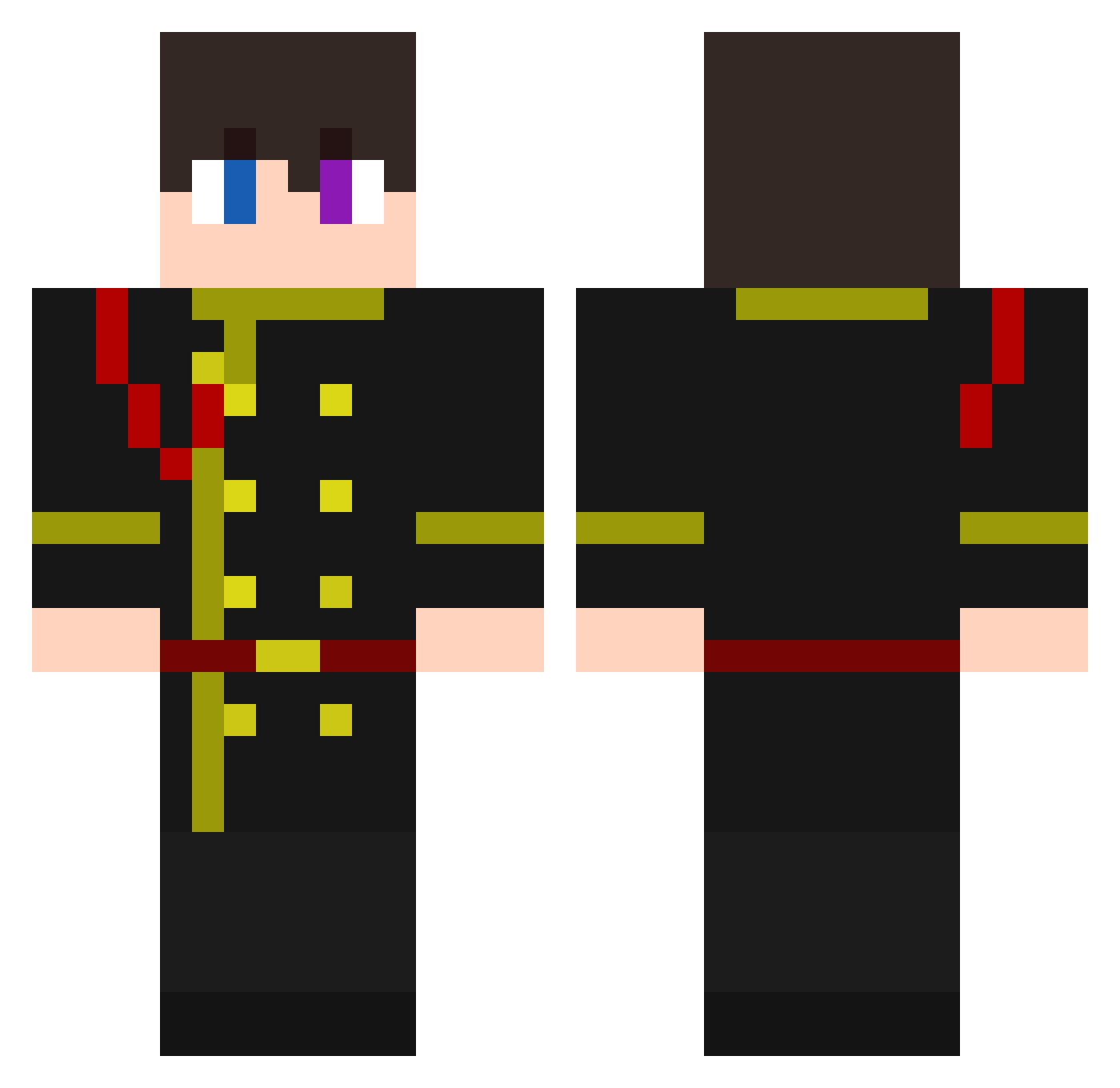ShadowDragon1910 Minecraft skin, front and back view
