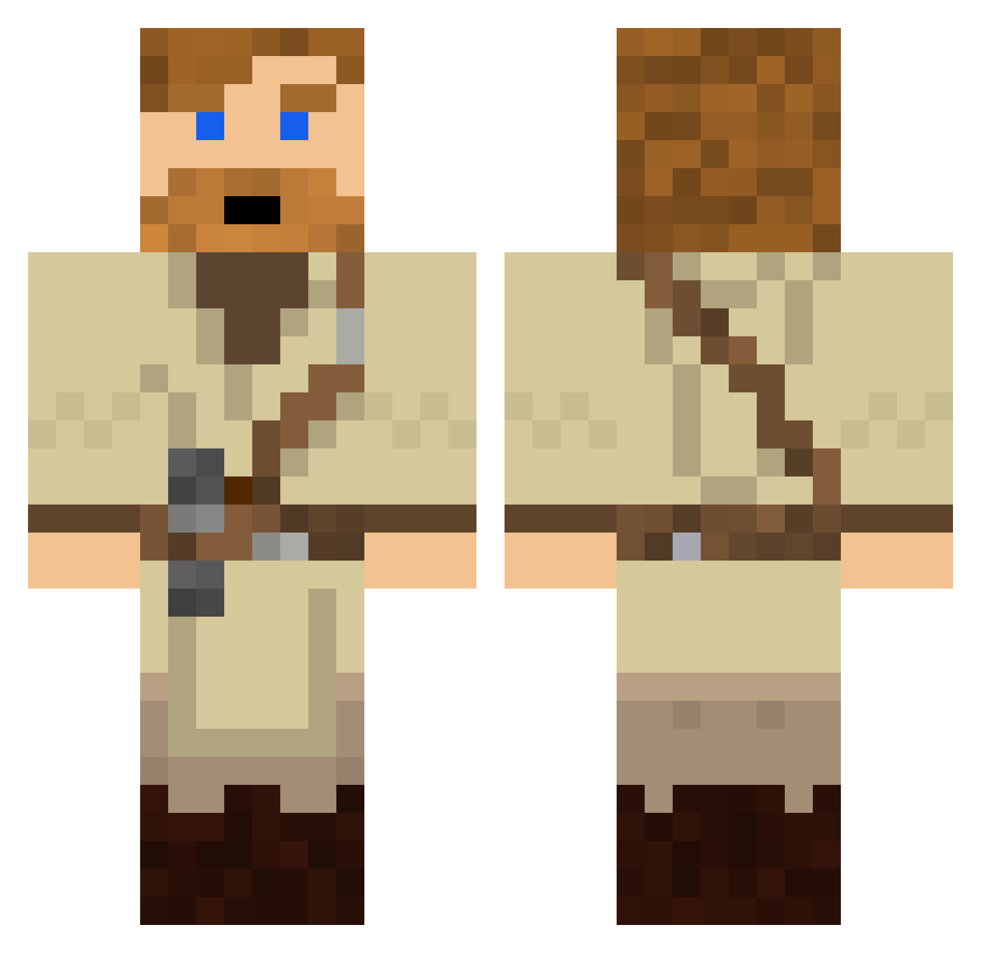 Mocer Minecraft skin, front and back view