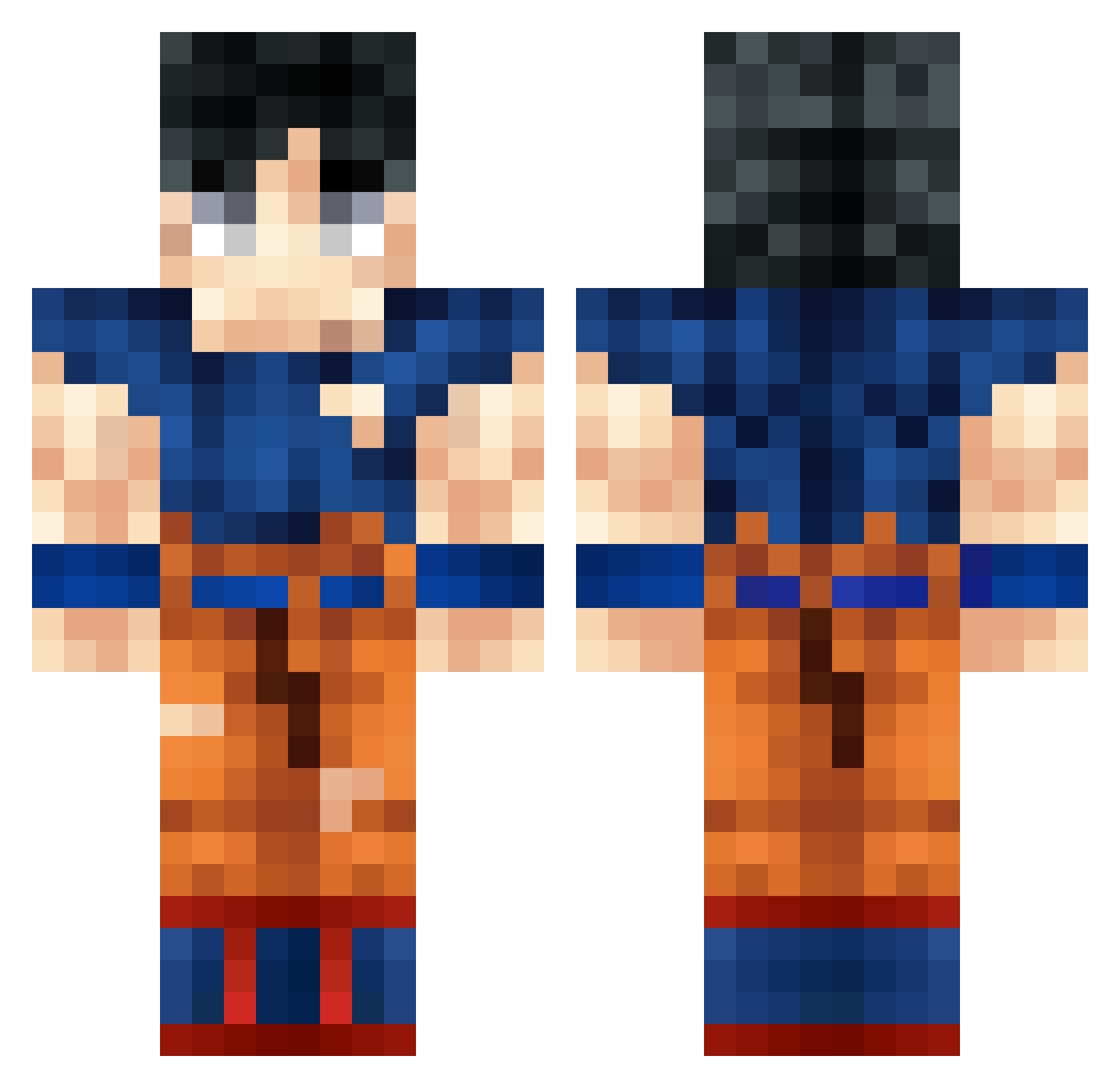 hardhearted Minecraft skin, front and back view