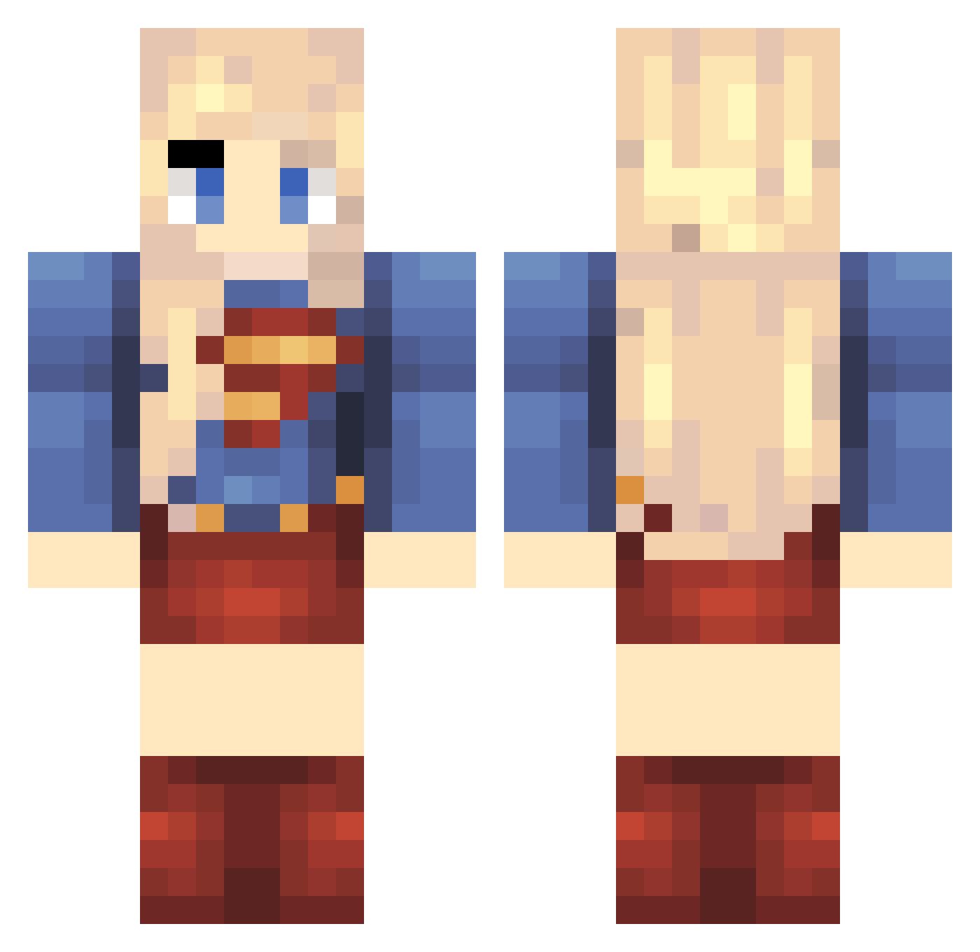 SuperGurl666 Minecraft skin, front and back view