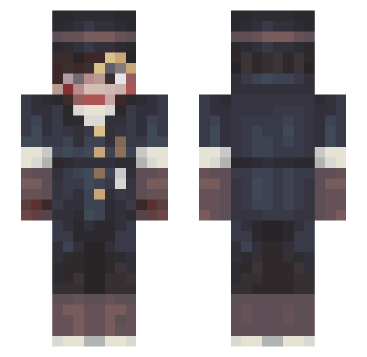 TorchFace Minecraft skin, front and back view