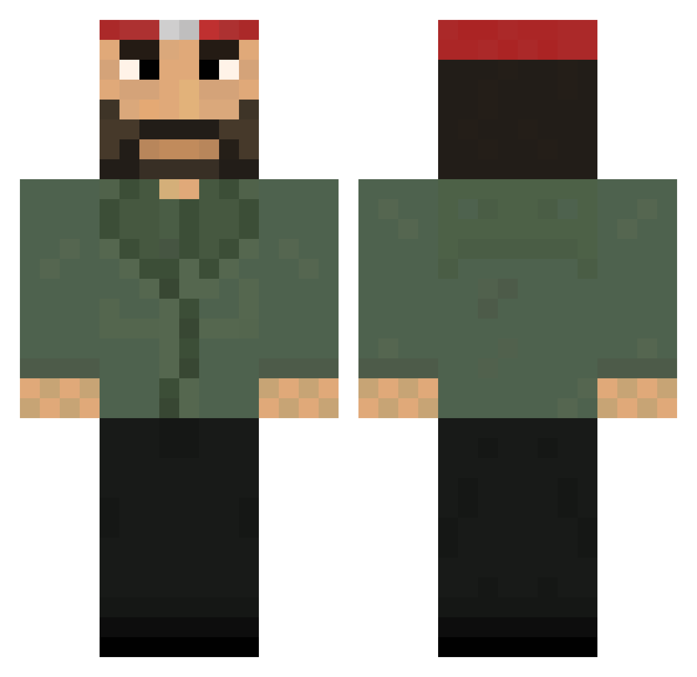 Unscrambling Minecraft skin, front and back view
