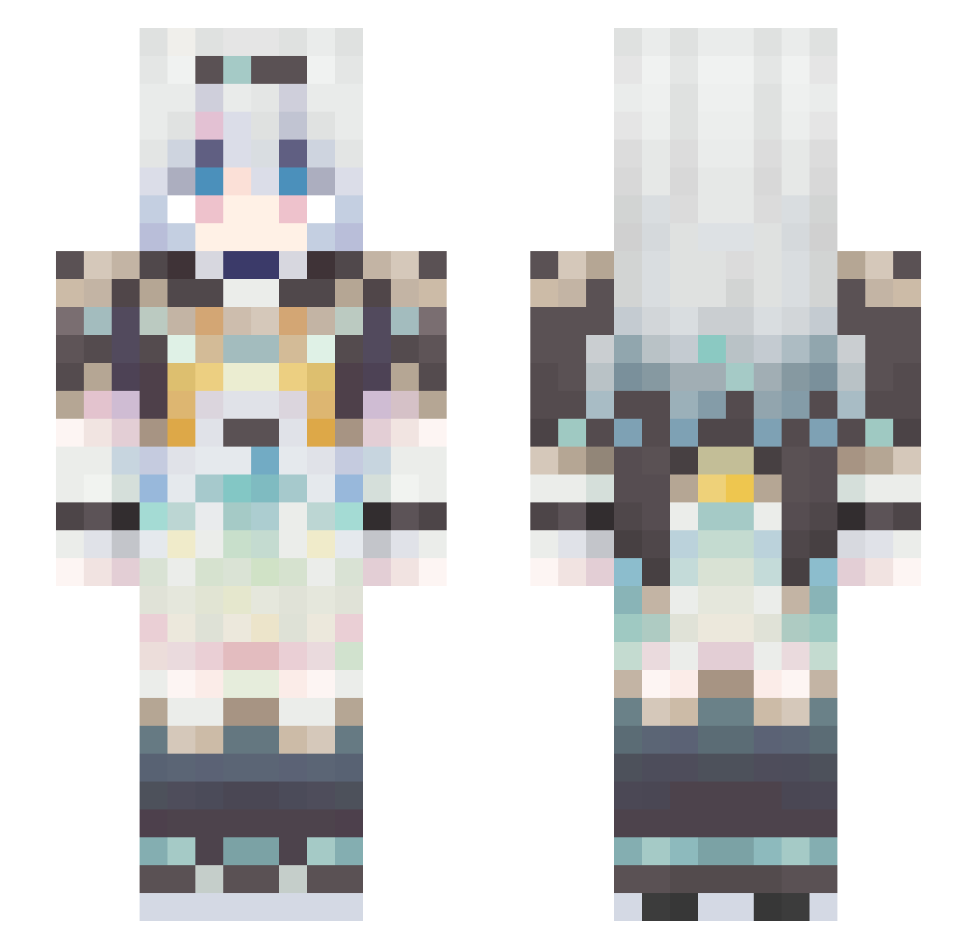 ZmingyeX Minecraft skin, front and back view