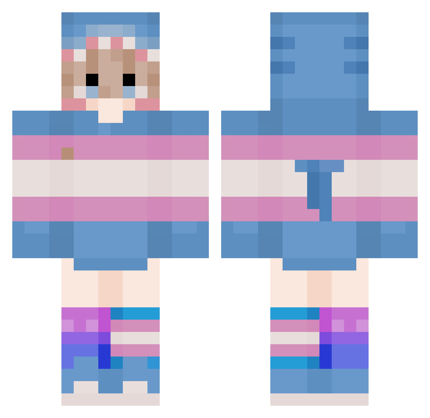Nikita099 Minecraft skin, front and back view