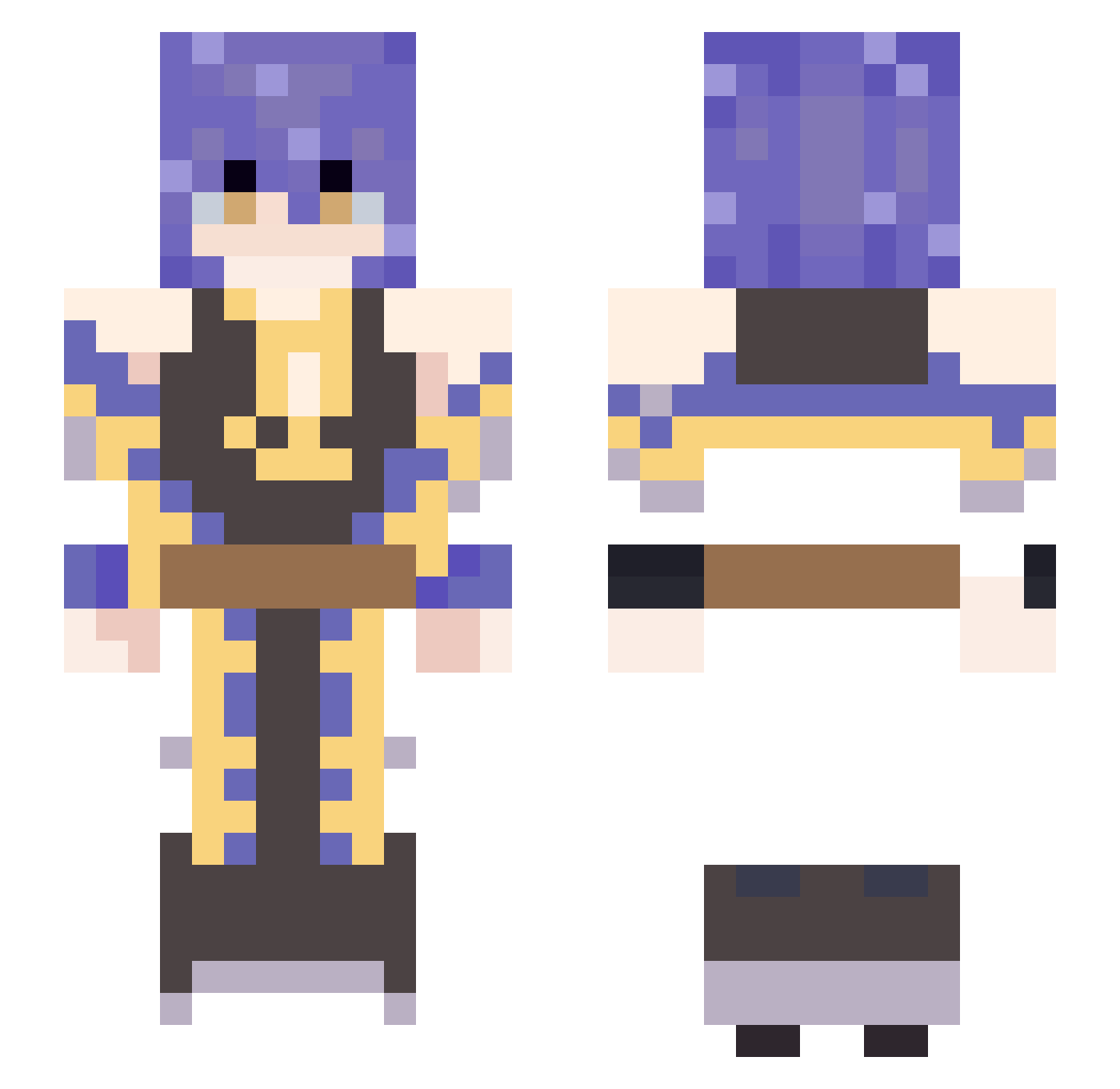 SerapLover Minecraft skin, front and back view
