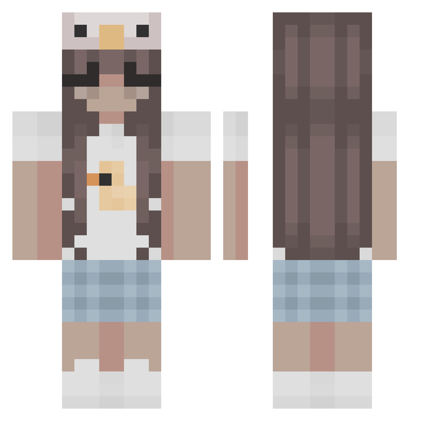 atoloxo Minecraft skin, front and back view