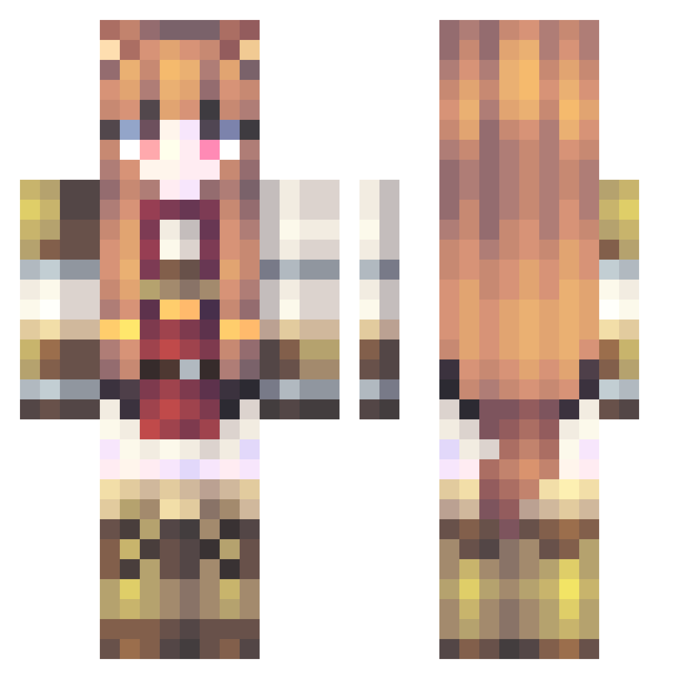 RaphtaliaSH Minecraft skin, front and back view