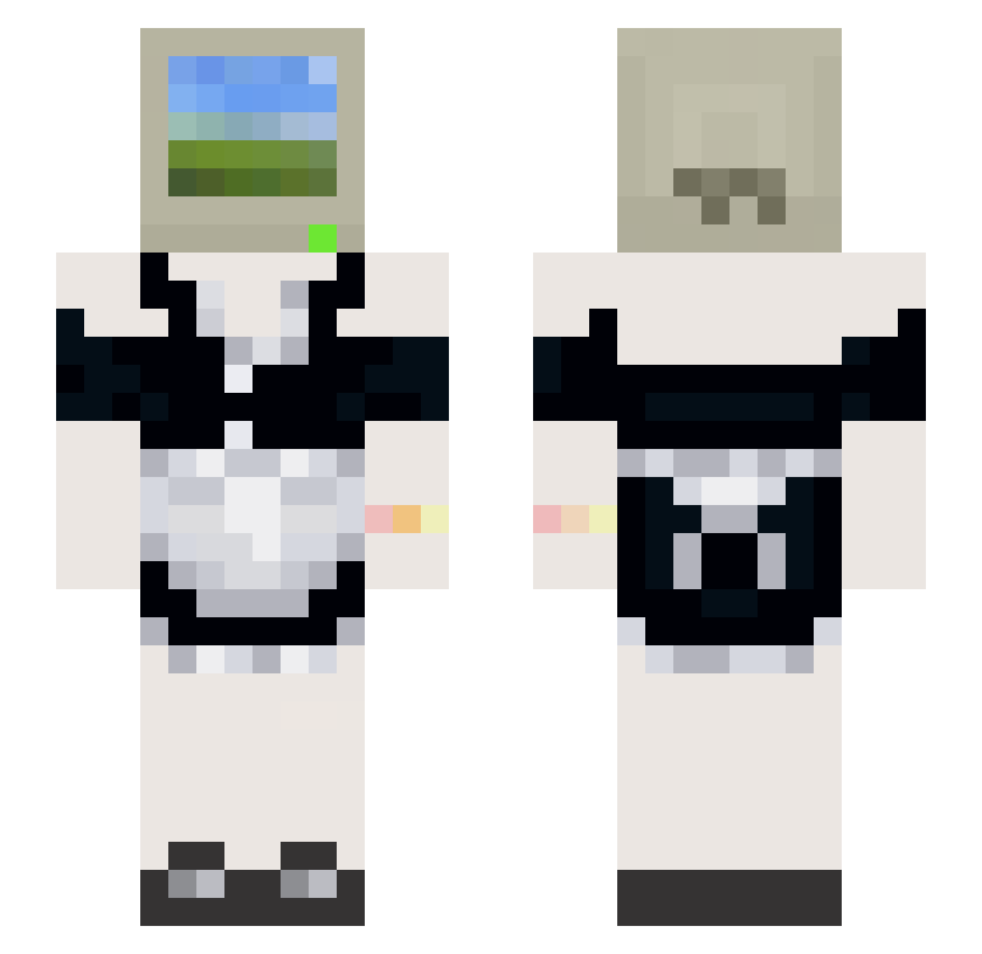 MaskedKarp Minecraft skin, front and back view