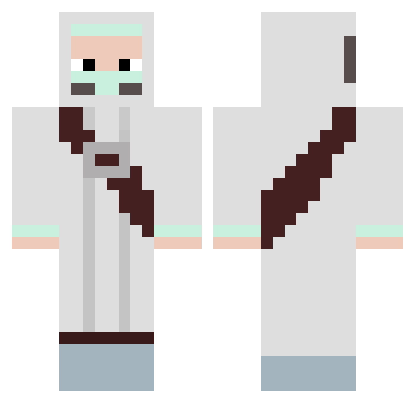 dimenor Minecraft skin, front and back view