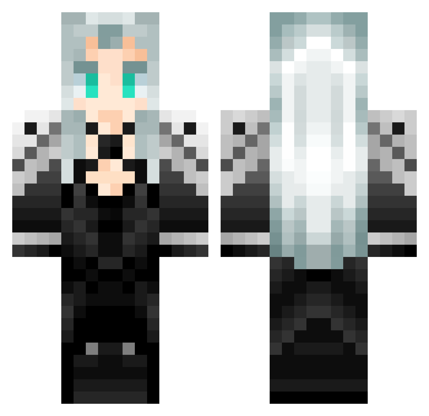 Slameye Minecraft skin, front and back view