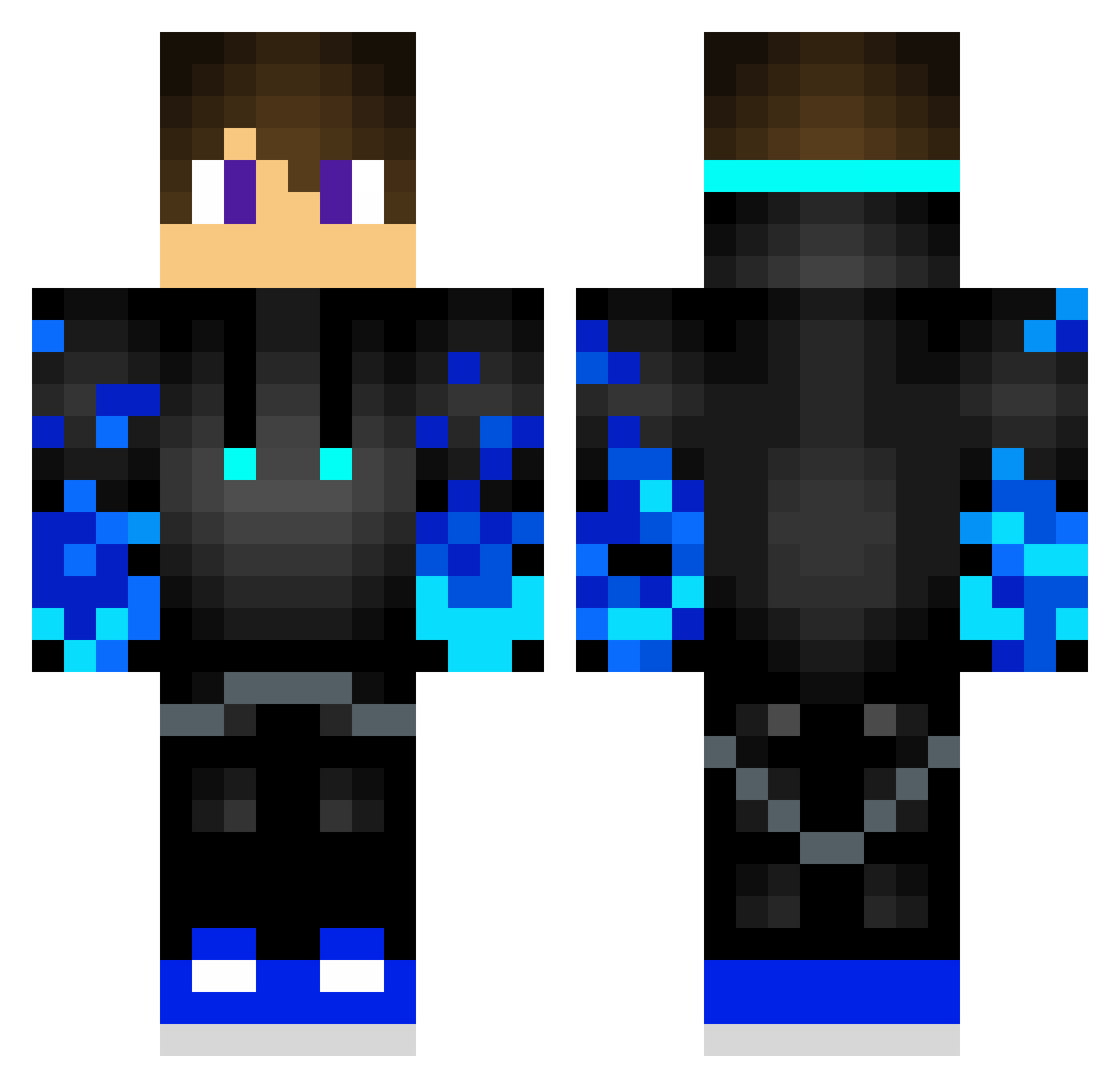 Velcome Minecraft skin, front and back view