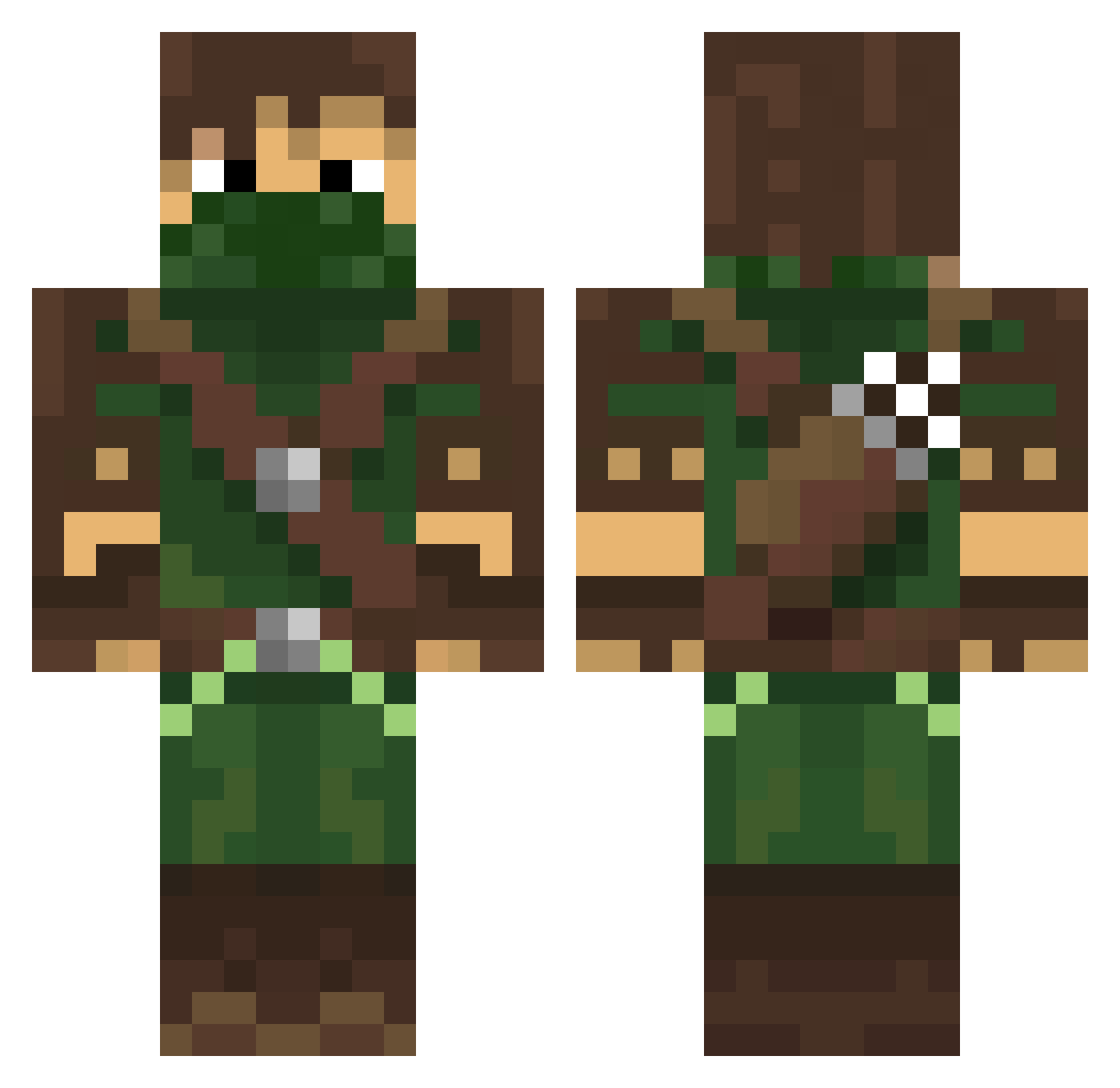 rogueelite Minecraft skin, front and back view