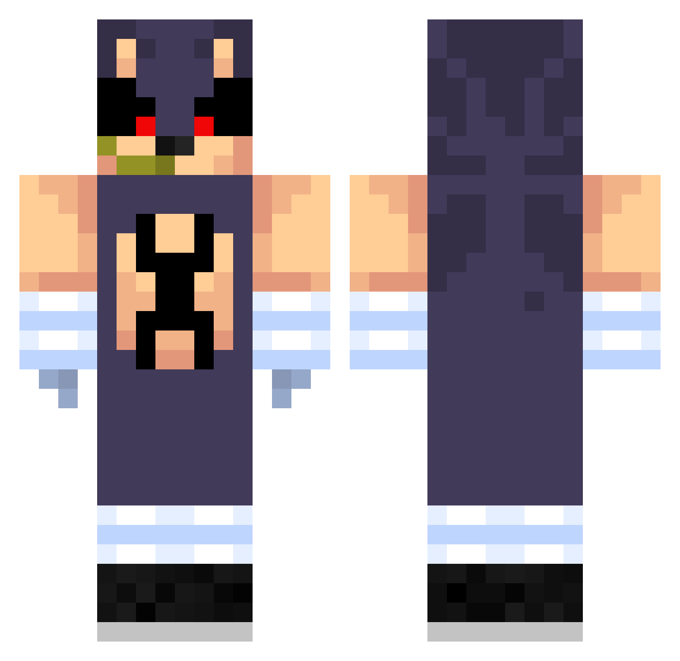LunaVue Minecraft skin, front and back view
