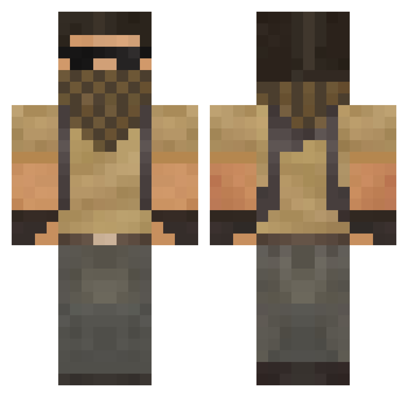 JuanoHaze Minecraft skin, front and back view