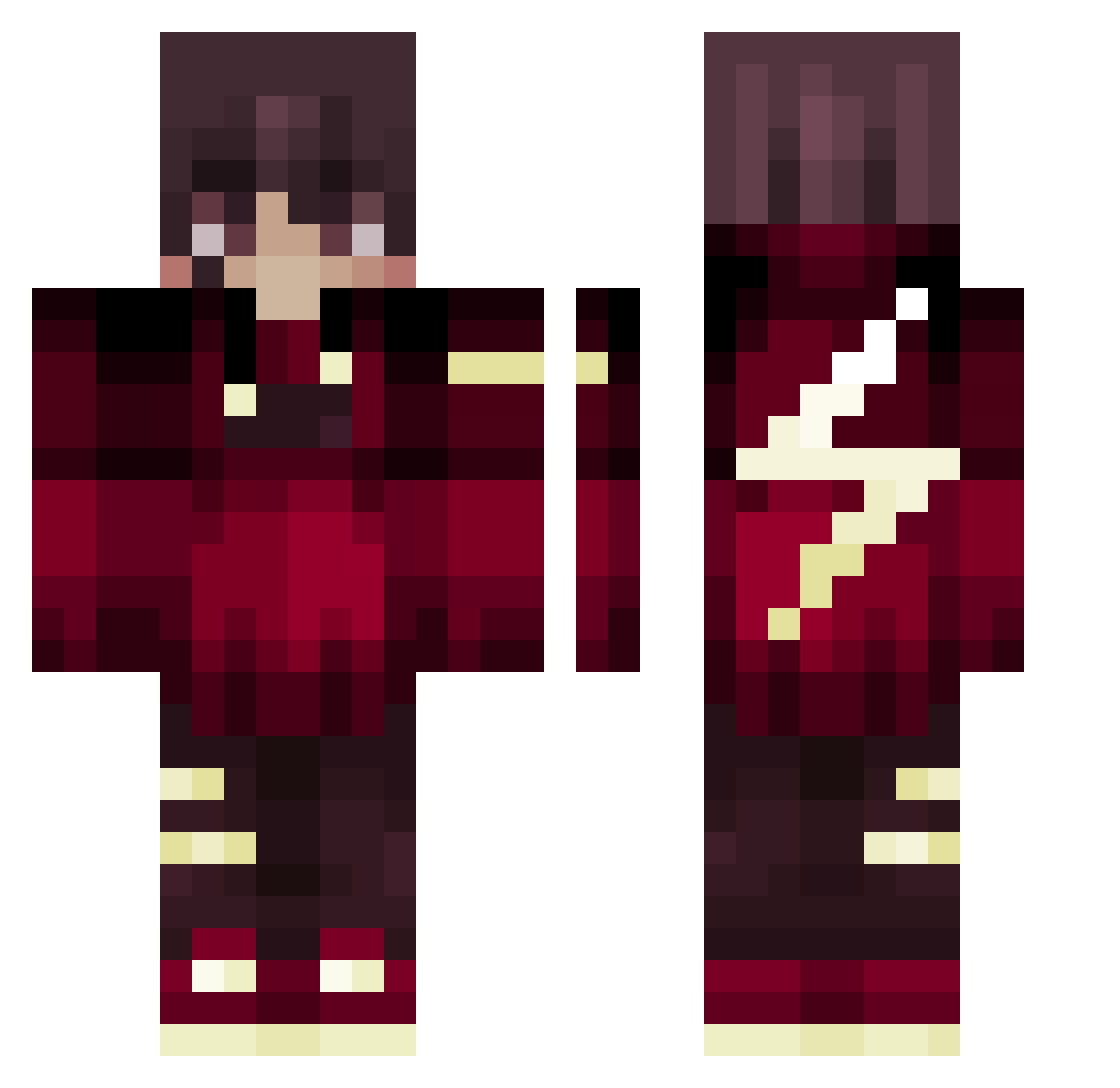 spacedragon9000 Minecraft skin, front and back view
