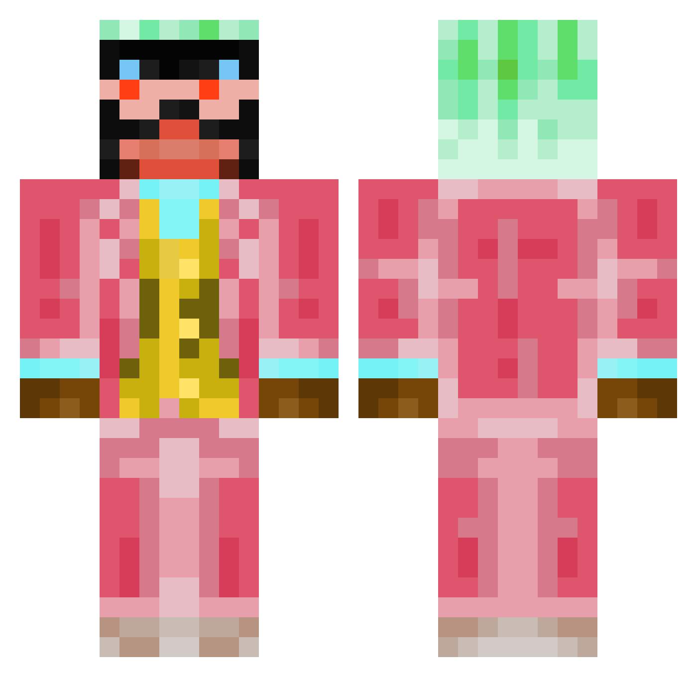 Uneternalizing Minecraft skin, front and back view