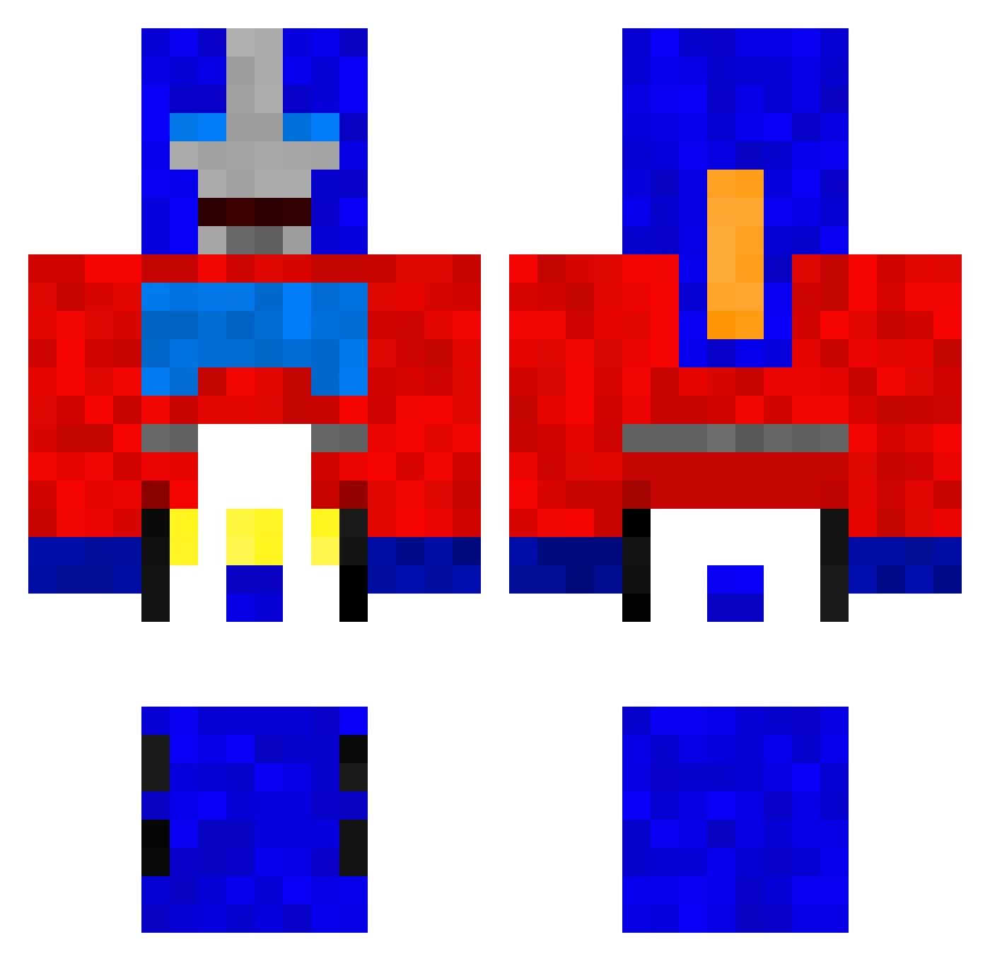 nokvi Minecraft skin, front and back view