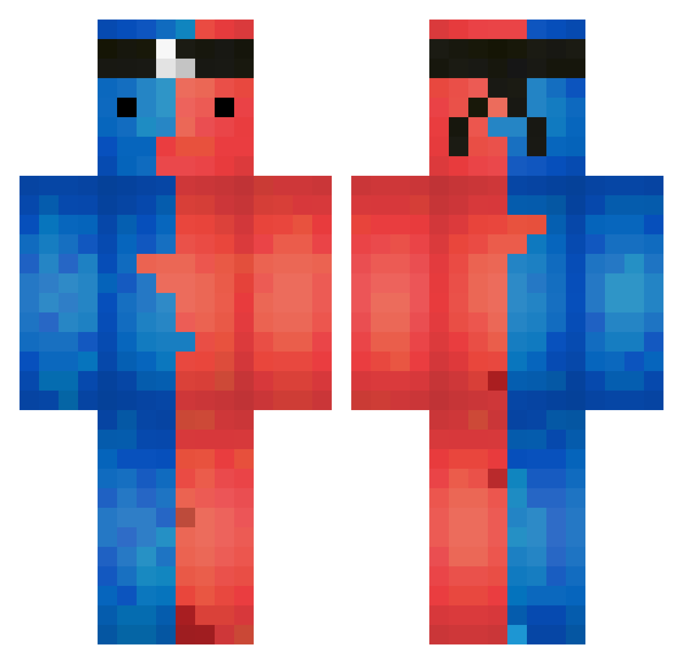 Finny Minecraft skin, front and back view