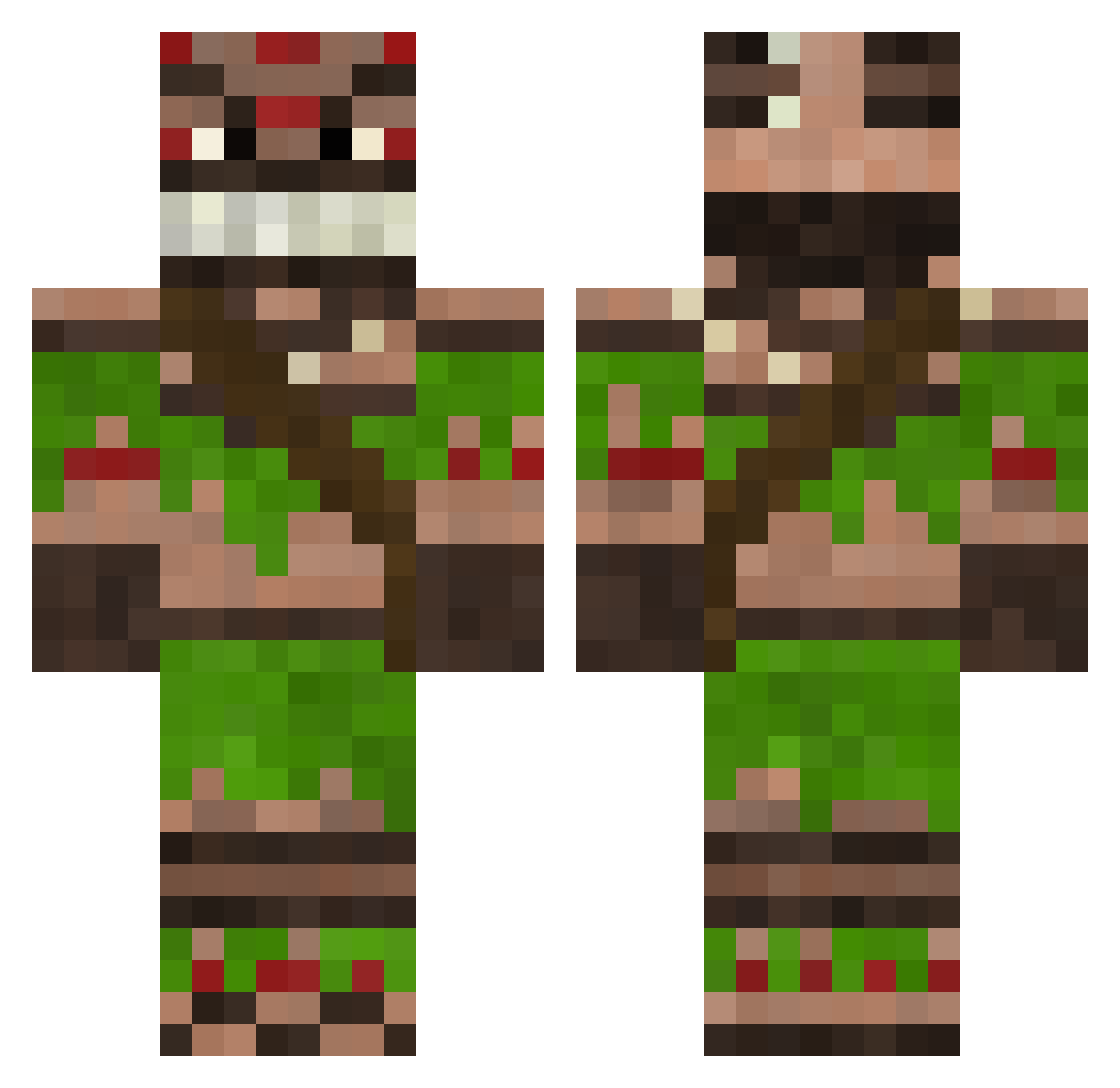Creese001 Minecraft skin, front and back view