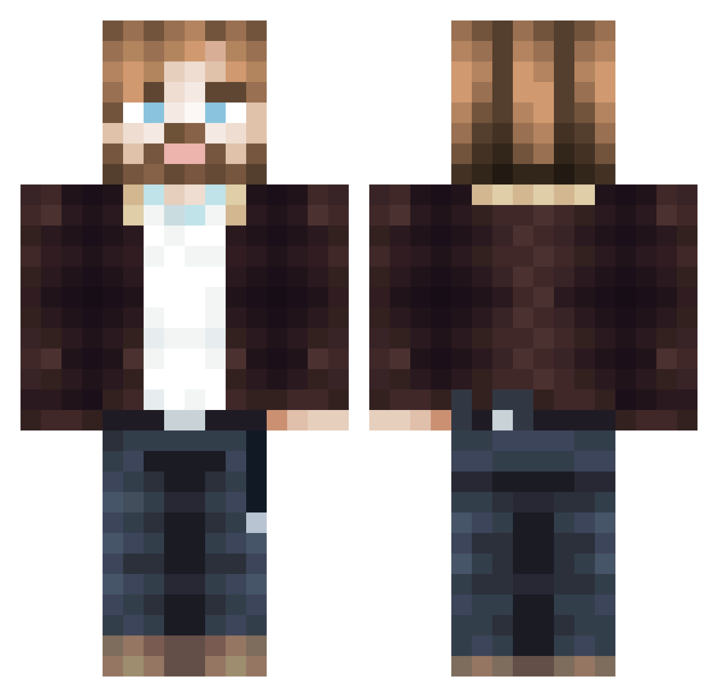 Bane1347 Minecraft skin, front and back view