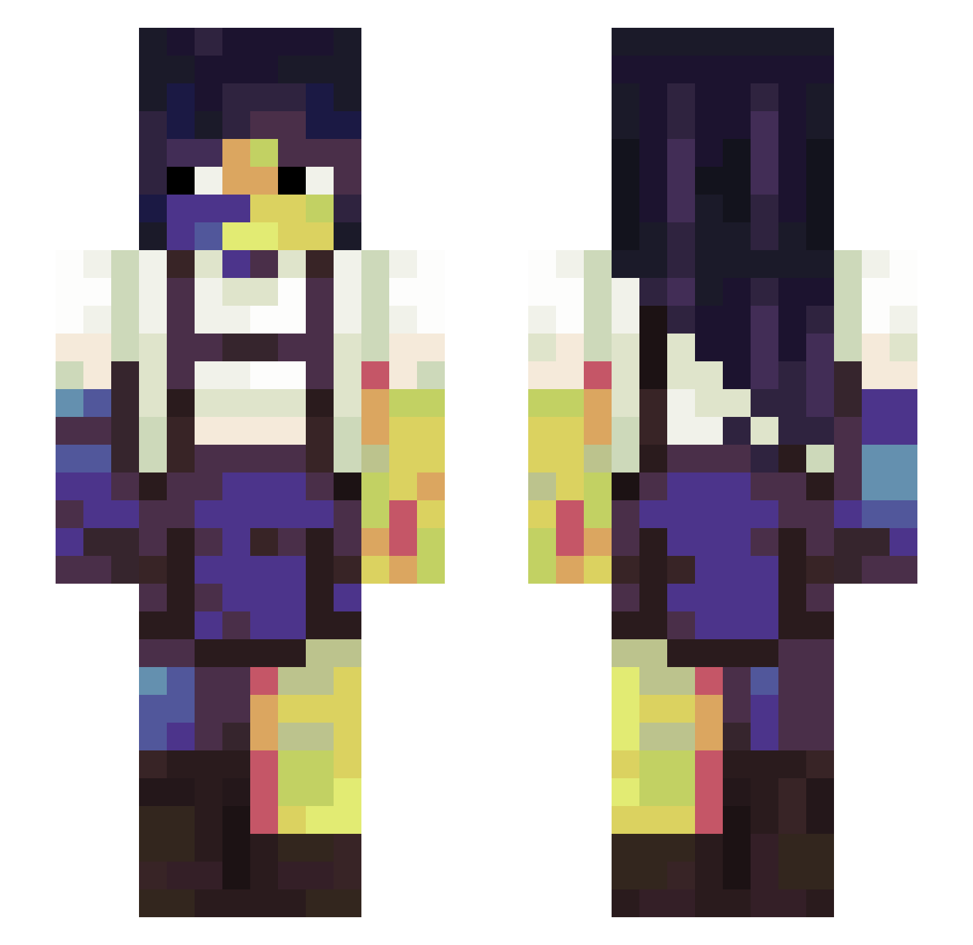 SlimeLikesWater Minecraft skin, front and back view