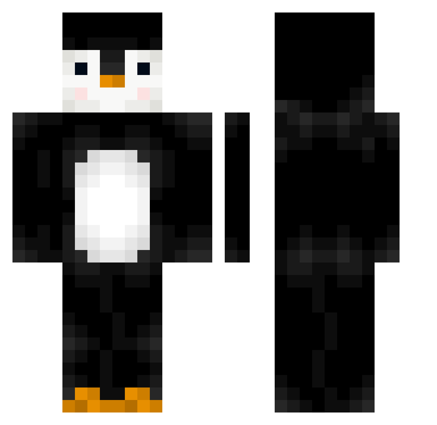 toastbed Minecraft skin, front and back view