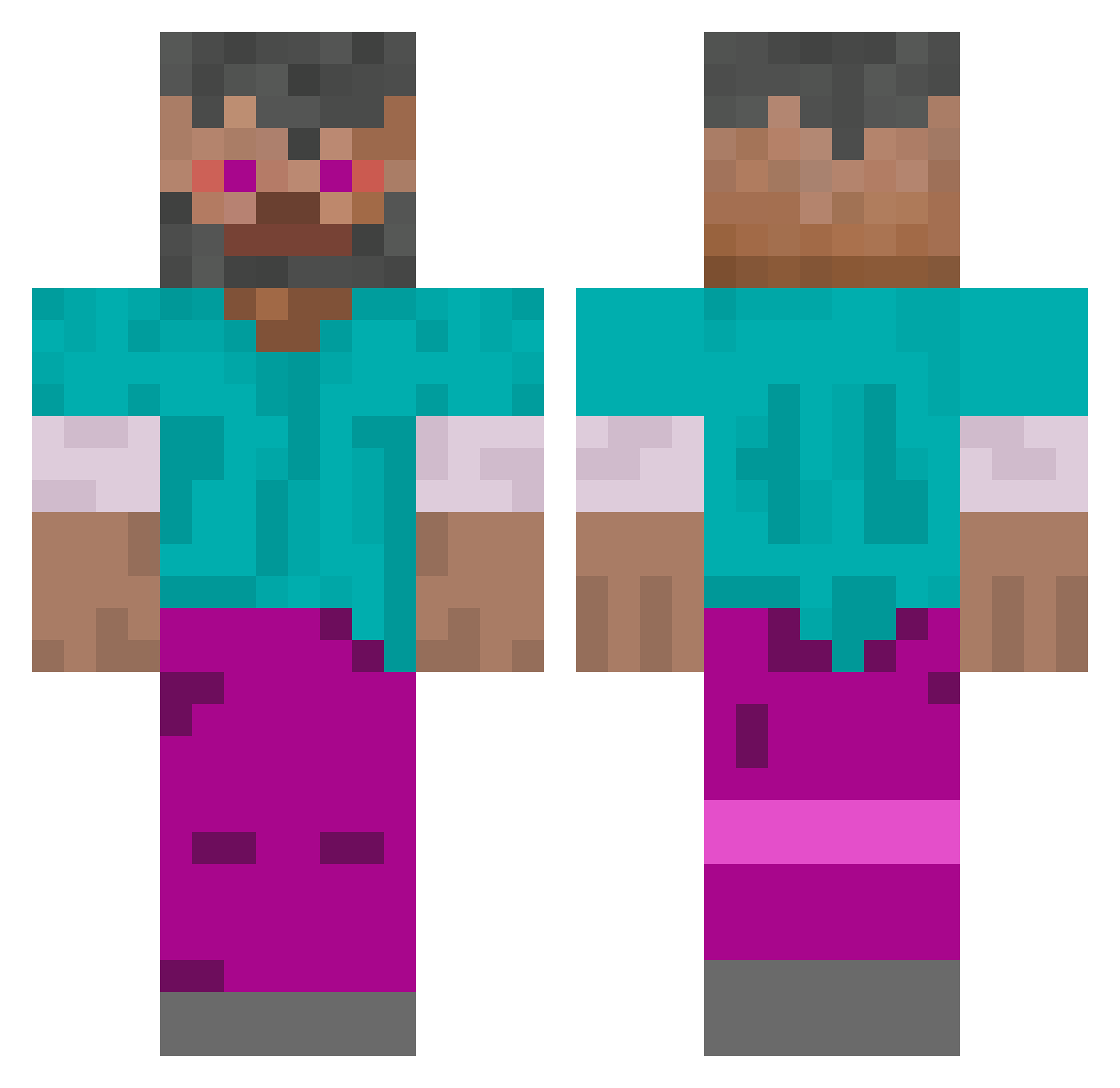 Ubi_Semock Minecraft skin, front and back view