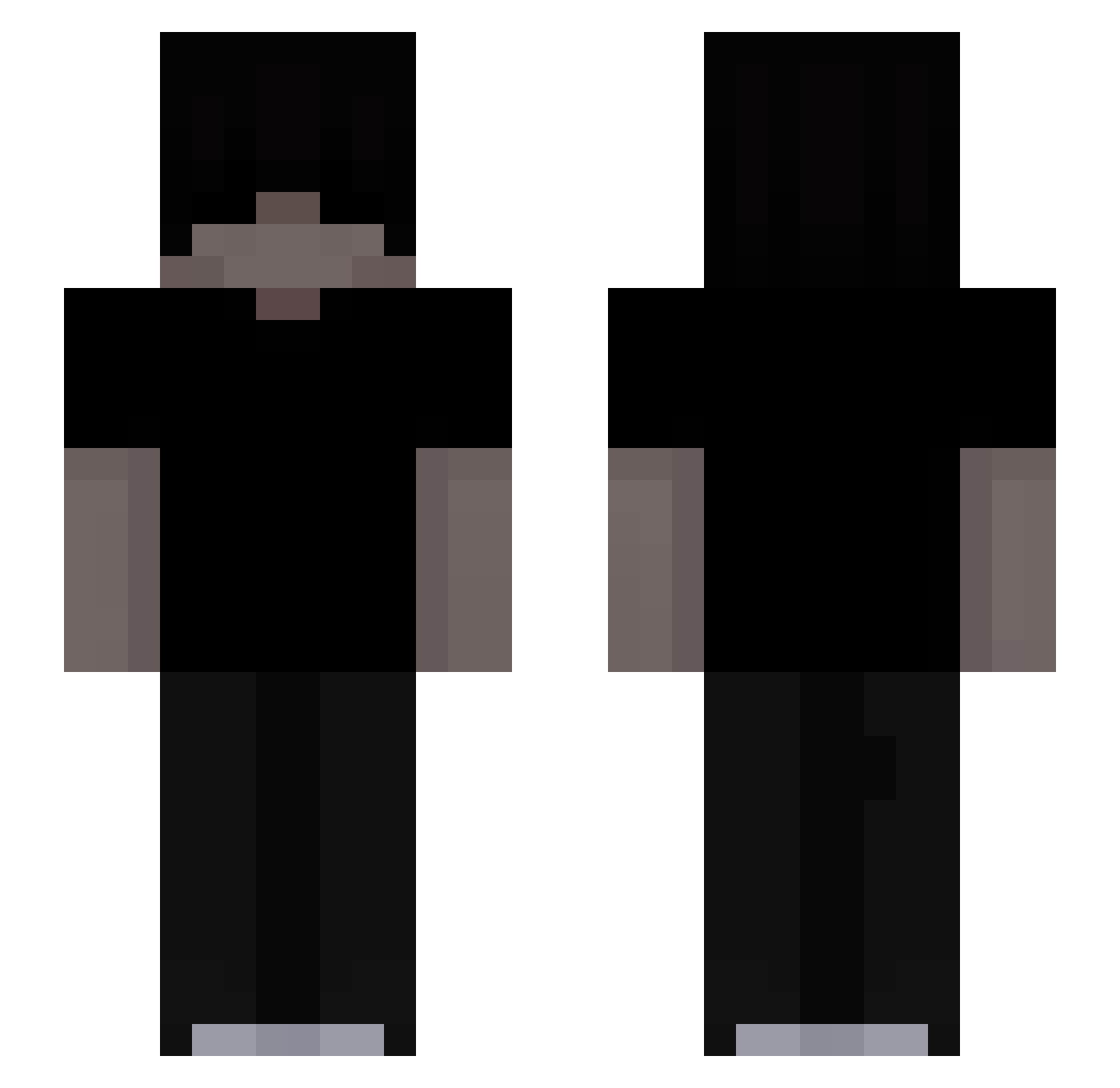 pwastic Minecraft skin, front and back view