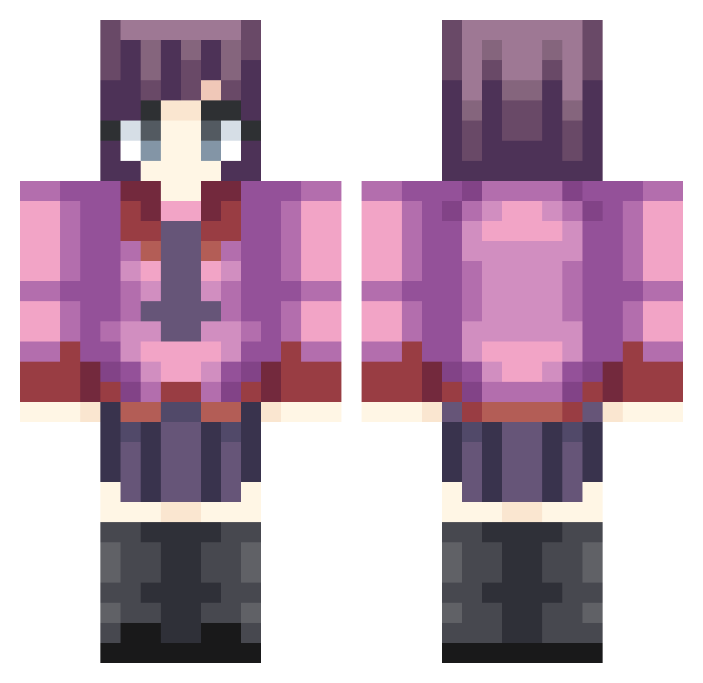ASSIN0 Minecraft skin, front and back view
