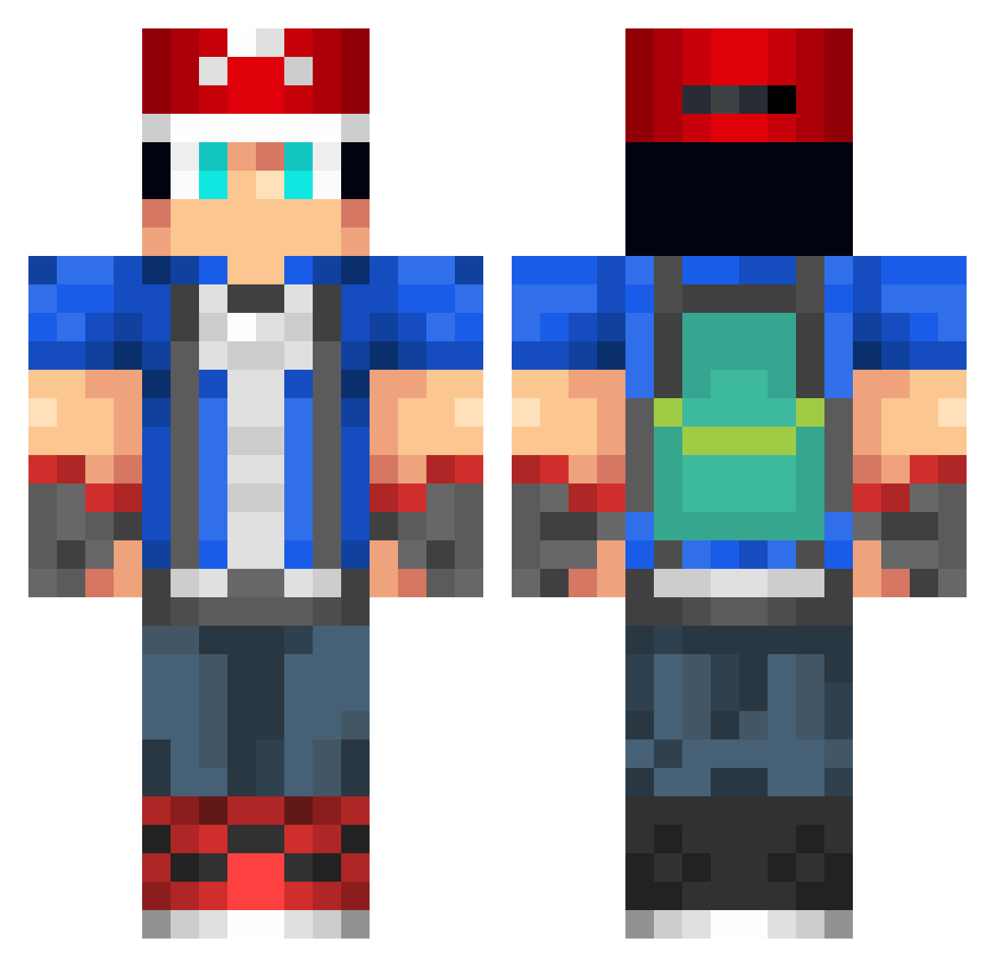 Sn0w_WRLD Minecraft skin, front and back view