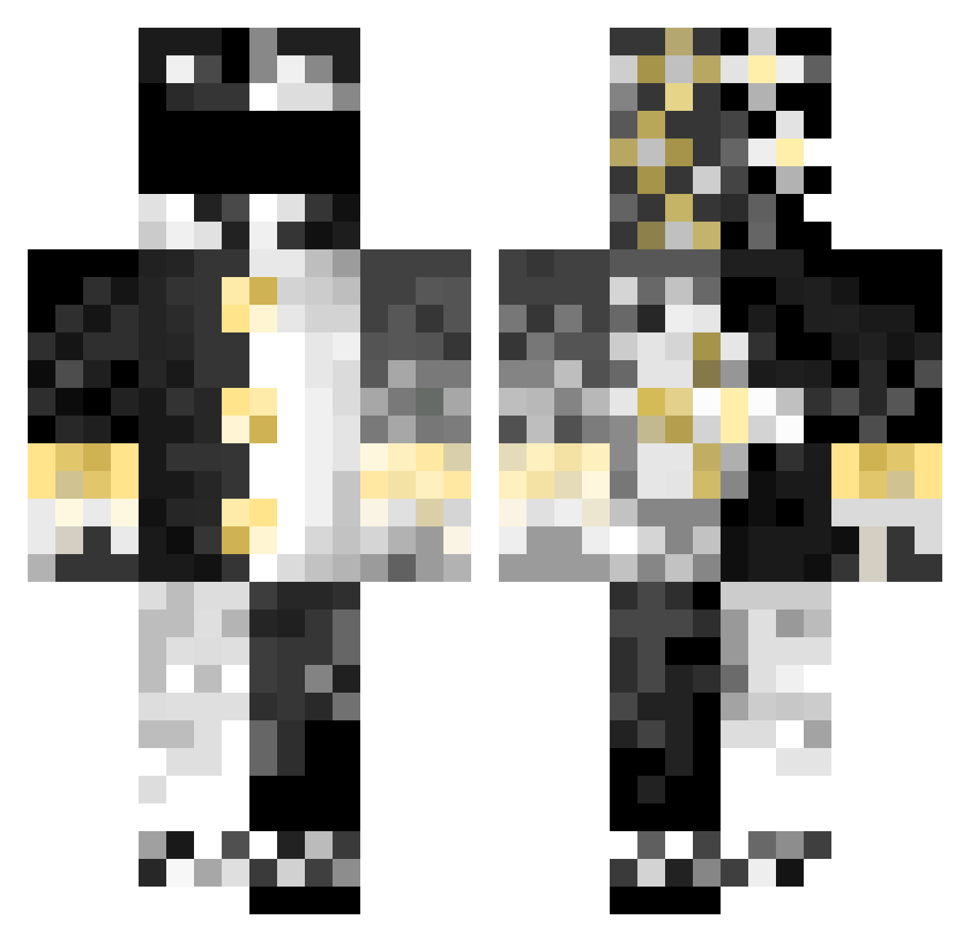 Wraithfr Minecraft skin, front and back view